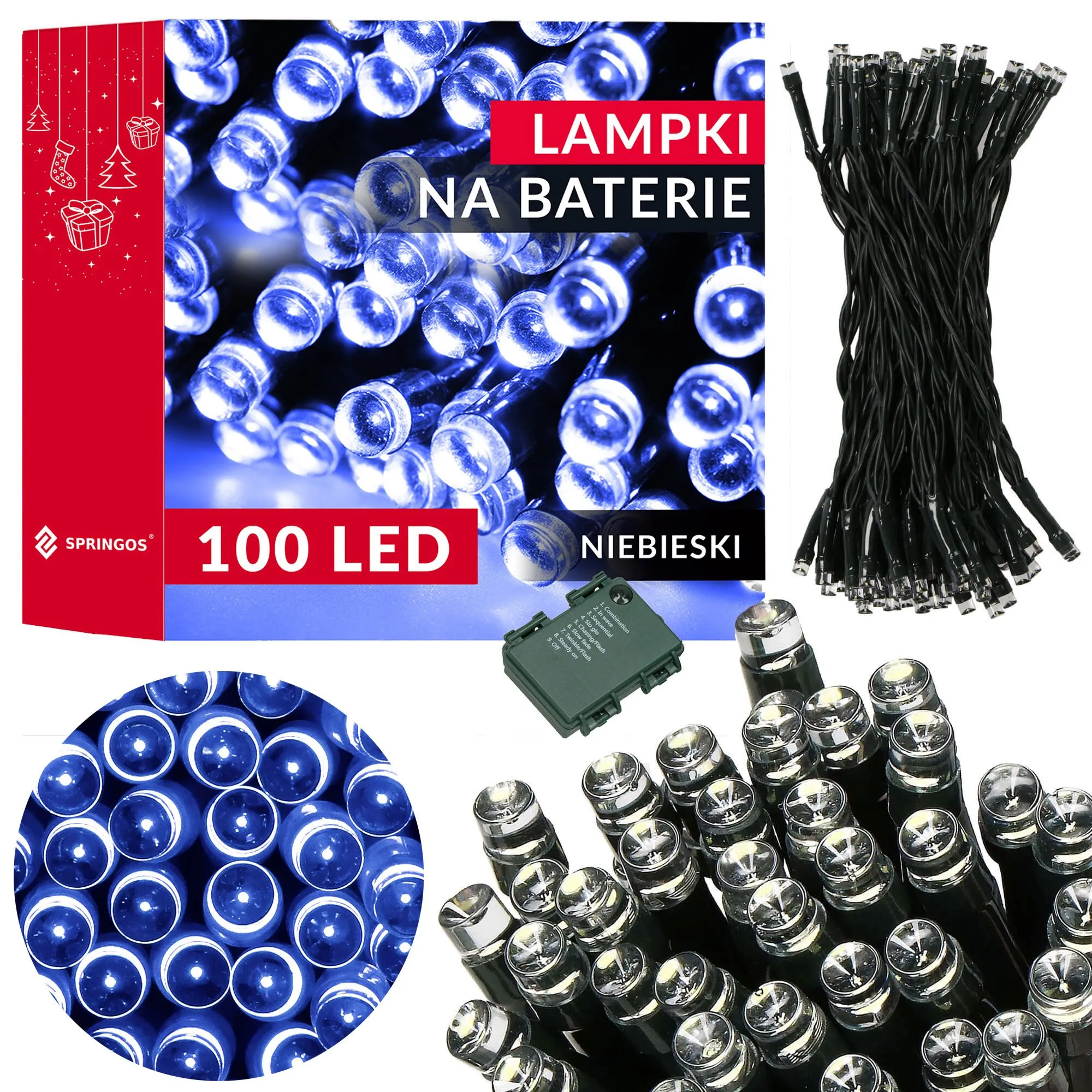 led lampice na baterije – 100 lampica plave - slika 7
