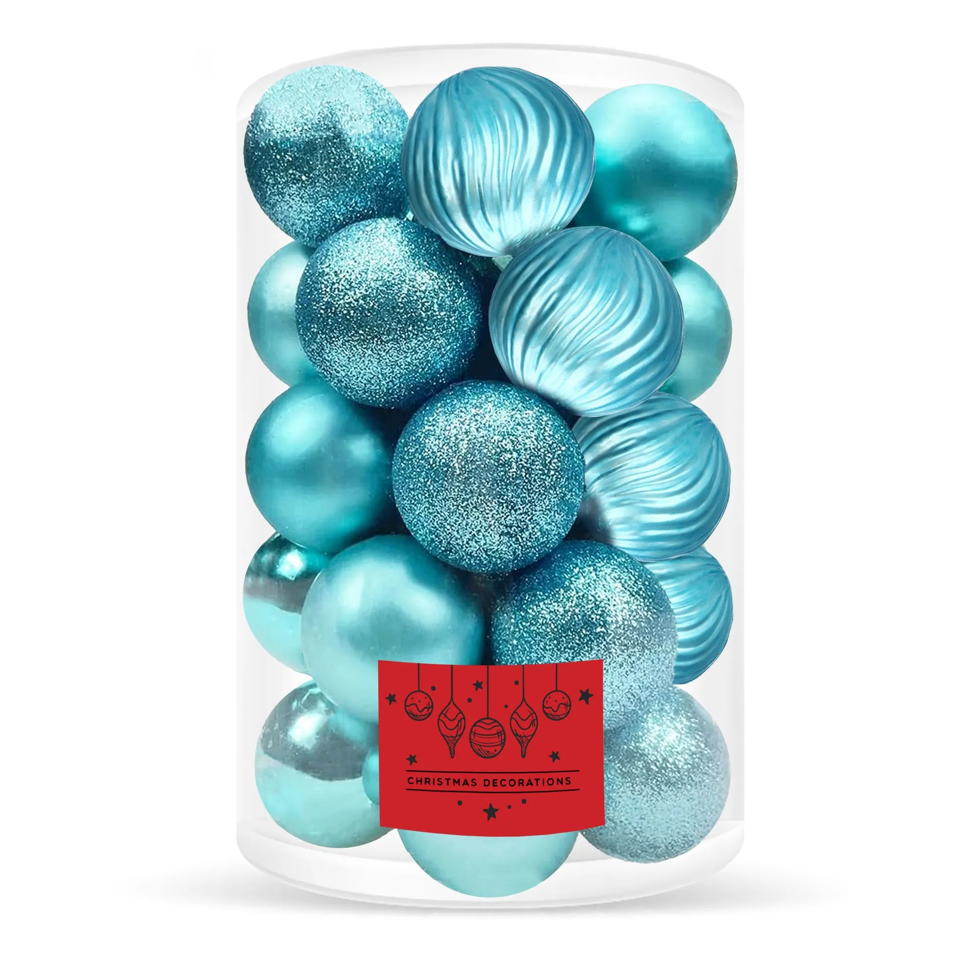 božićne kuglice 8 cm – set od 30 komada, nijanse plave - slika 11