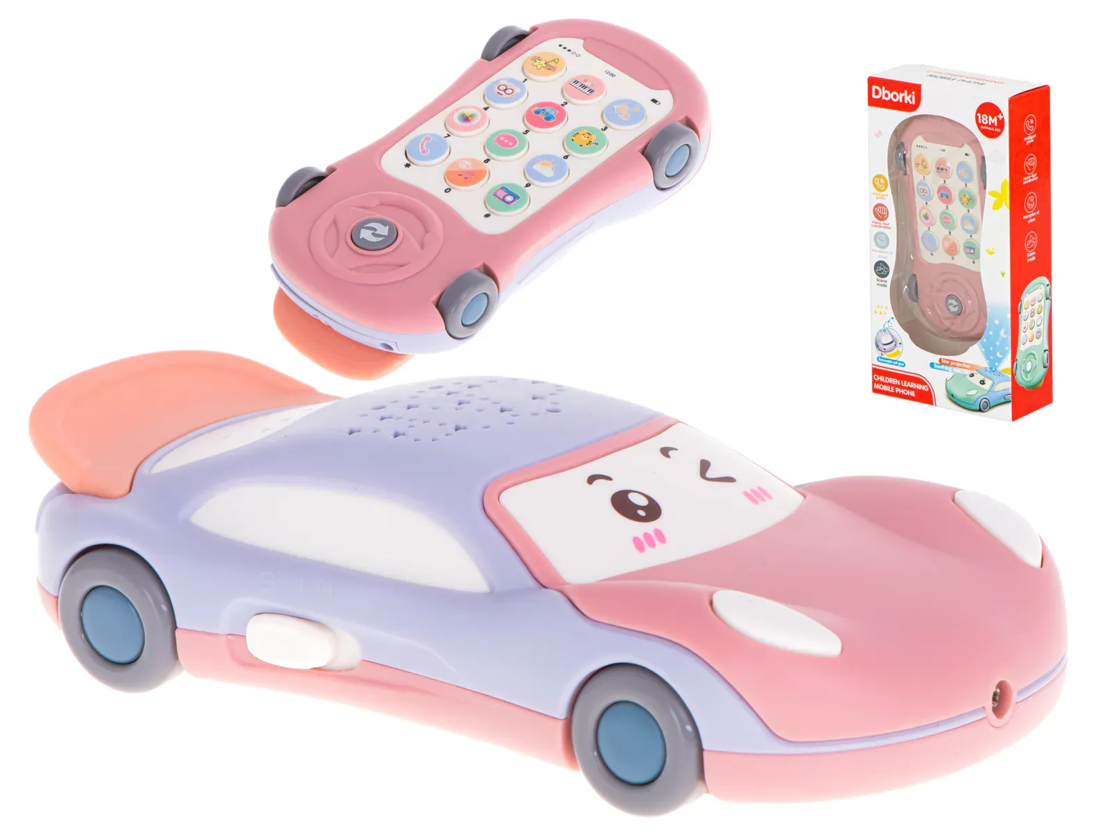 telefon - autić s glazbom 3u1 rozi - slika 2
