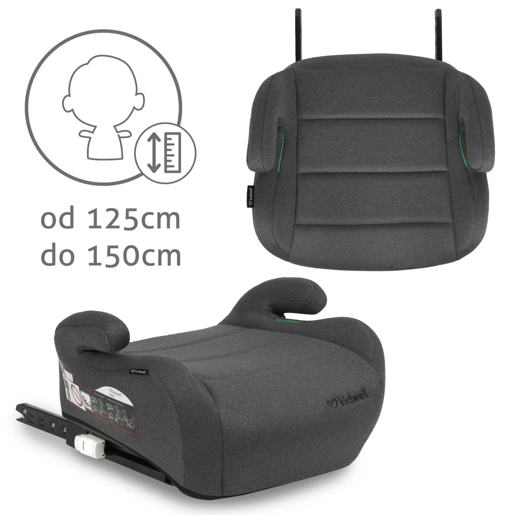 kidwell autosjedalica booster ovan, siva - slika 9