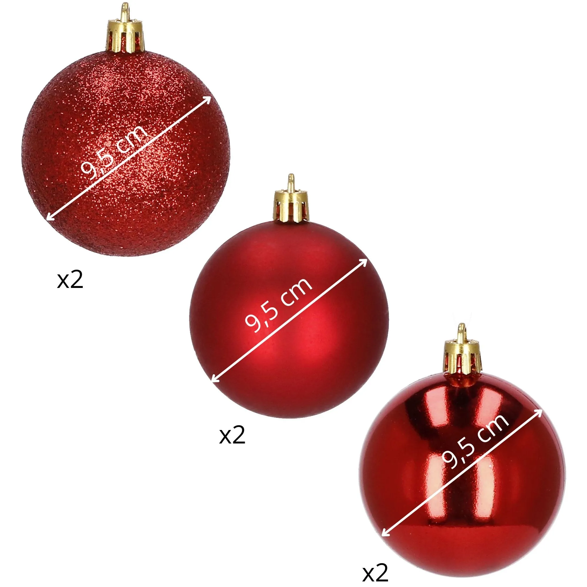 božićne kuglice 10 cm – set od 6 komada crvene - slika 10