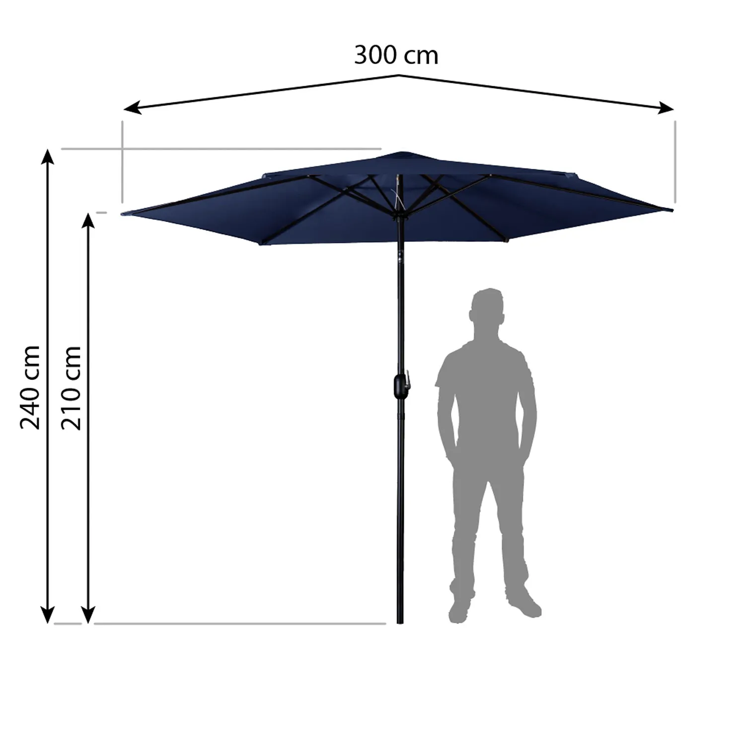 plonos vrtni suncobran 300 cm plavi - slika 5