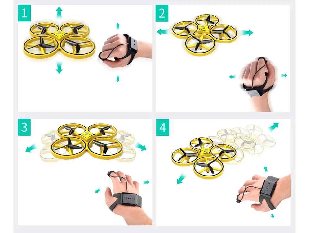 dron quadracopter upravljanje rukavicom žuti - slika 7