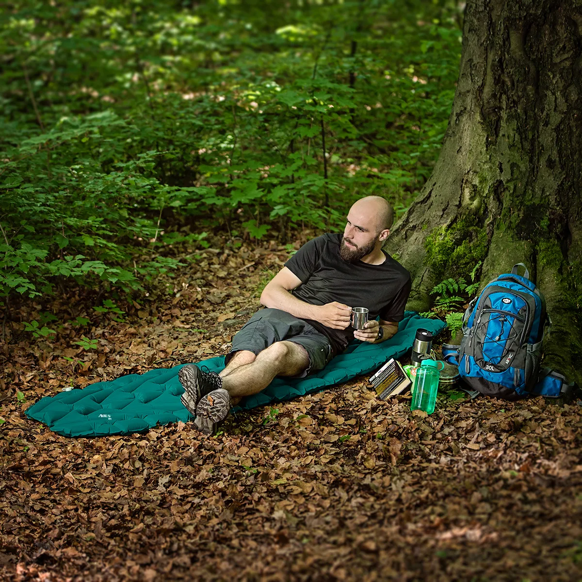 tamnozelena turistička prostirka nils camp - slika 4