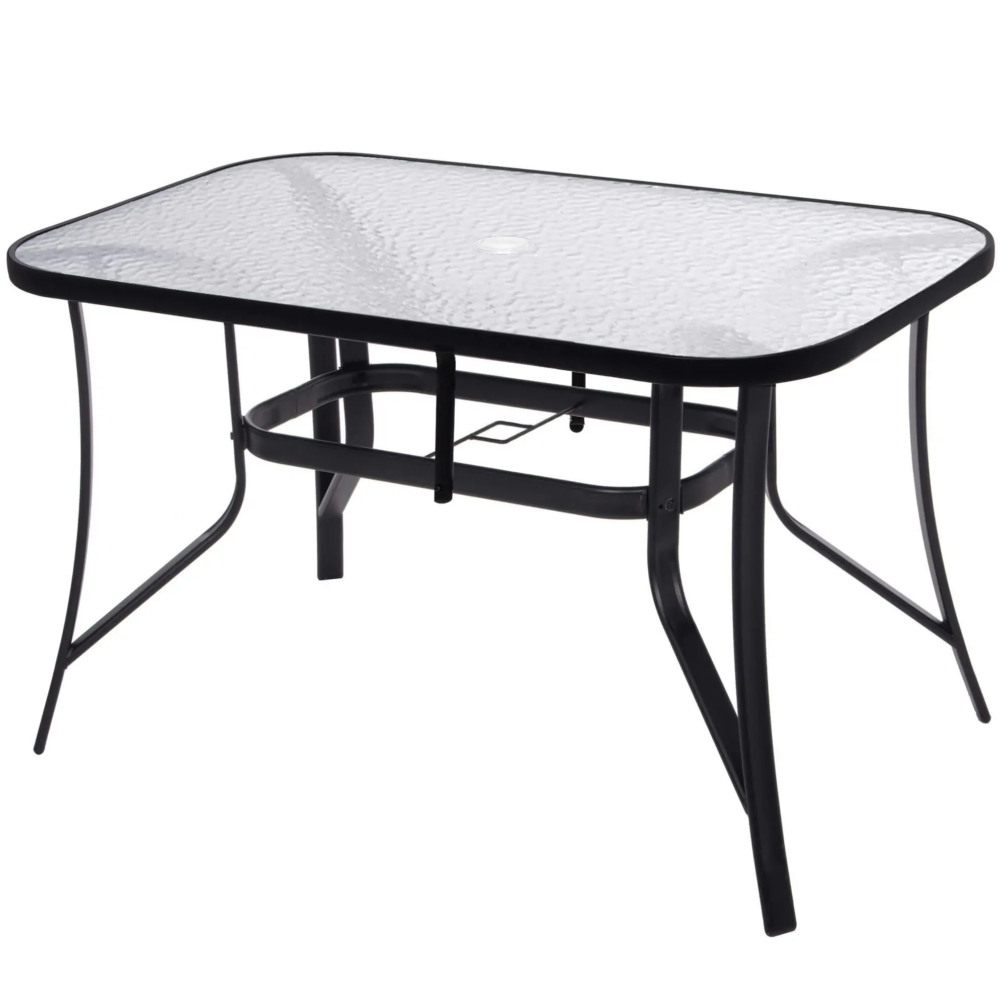 springos stakleni vrtni stol, crni 150 x 90 cm - slika 2