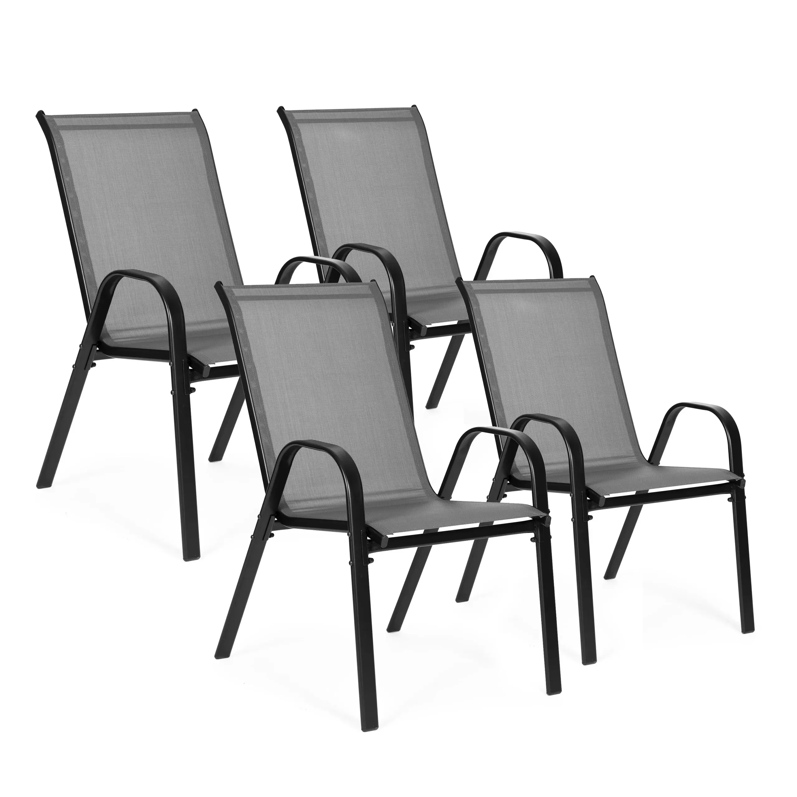 multigarden set od 4 vrtne stolice – za terasu ili balkon, sive - slika 2