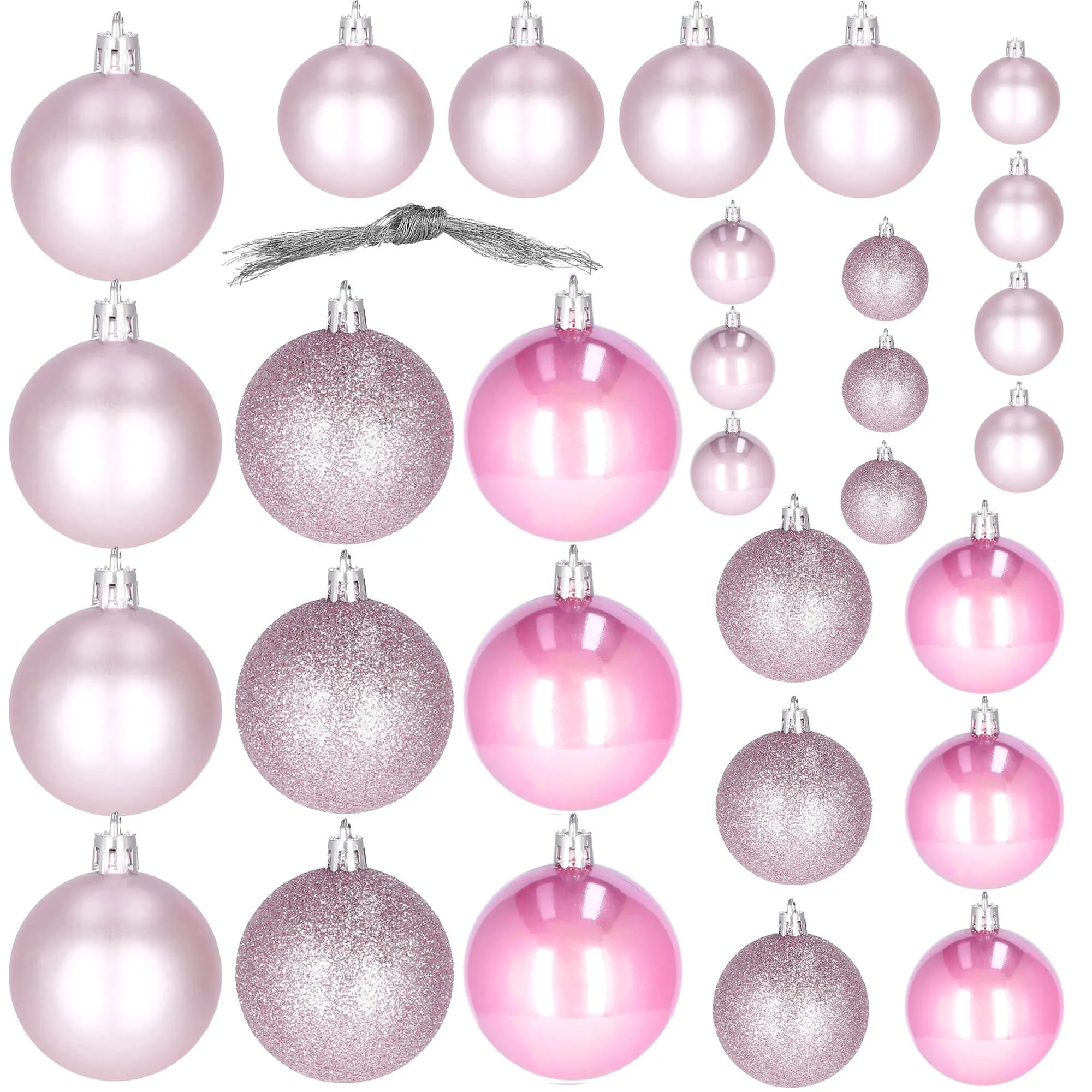 božićne kuglice 4 / 5 / 6 cm – set 30 komada nijanse roze - slika 6
