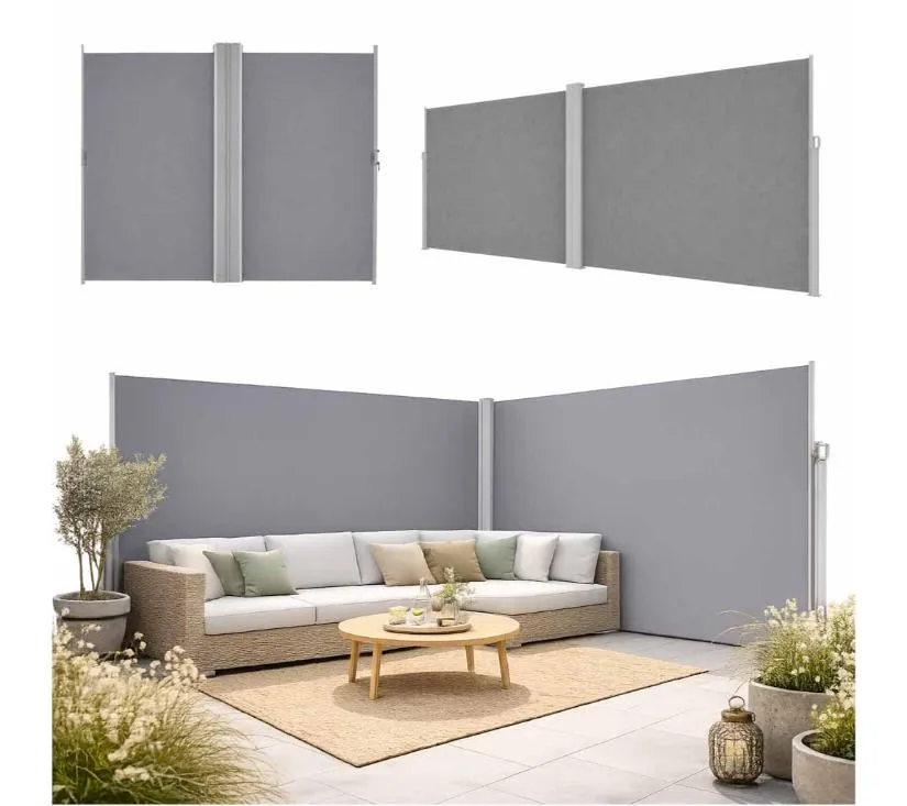 luaro kutna bočna tenda za terasu, uvlačiva 180 x 620 cm, siva - slika 3