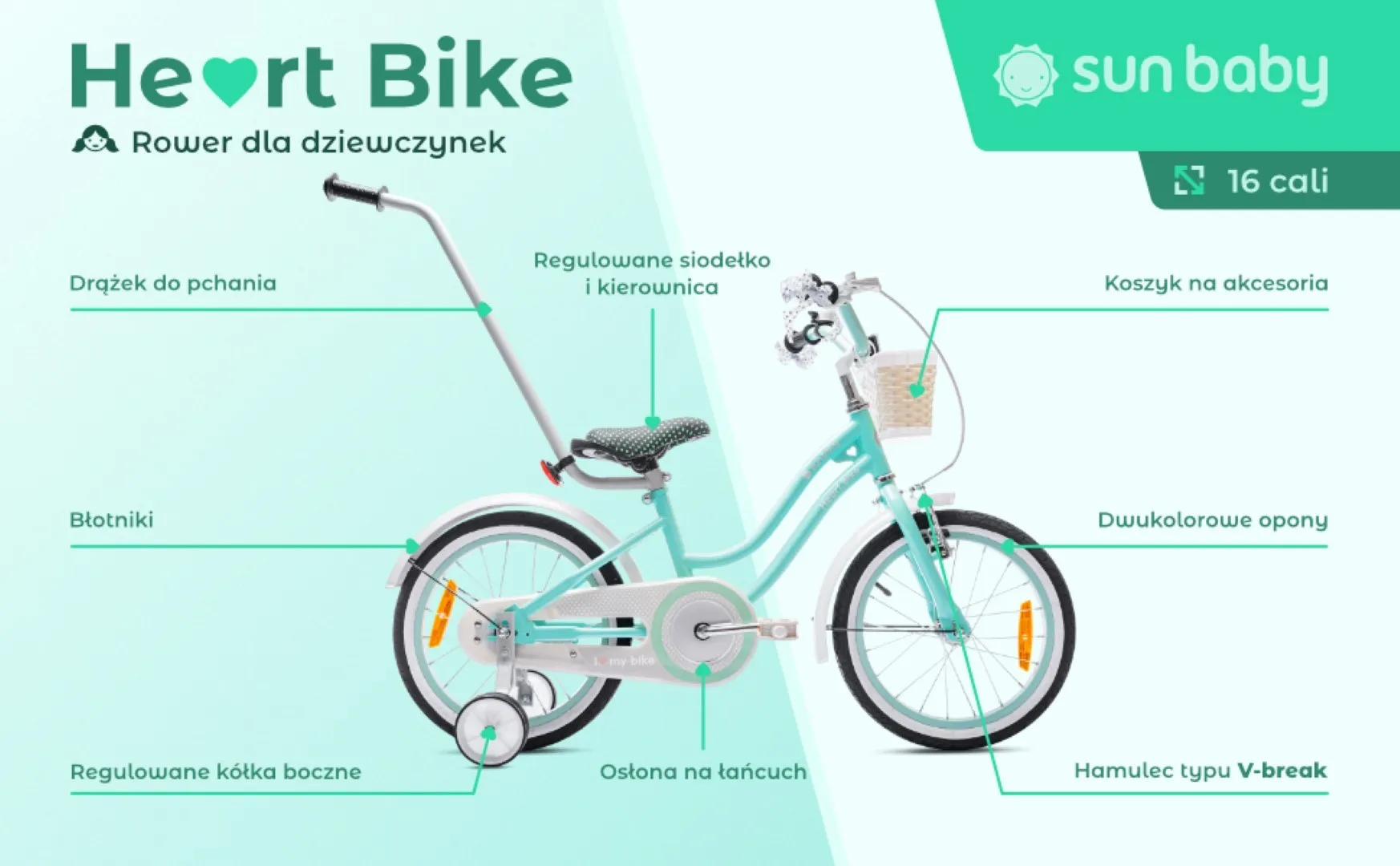dječji bicikl 16" heart bike tirkizni - slika 9