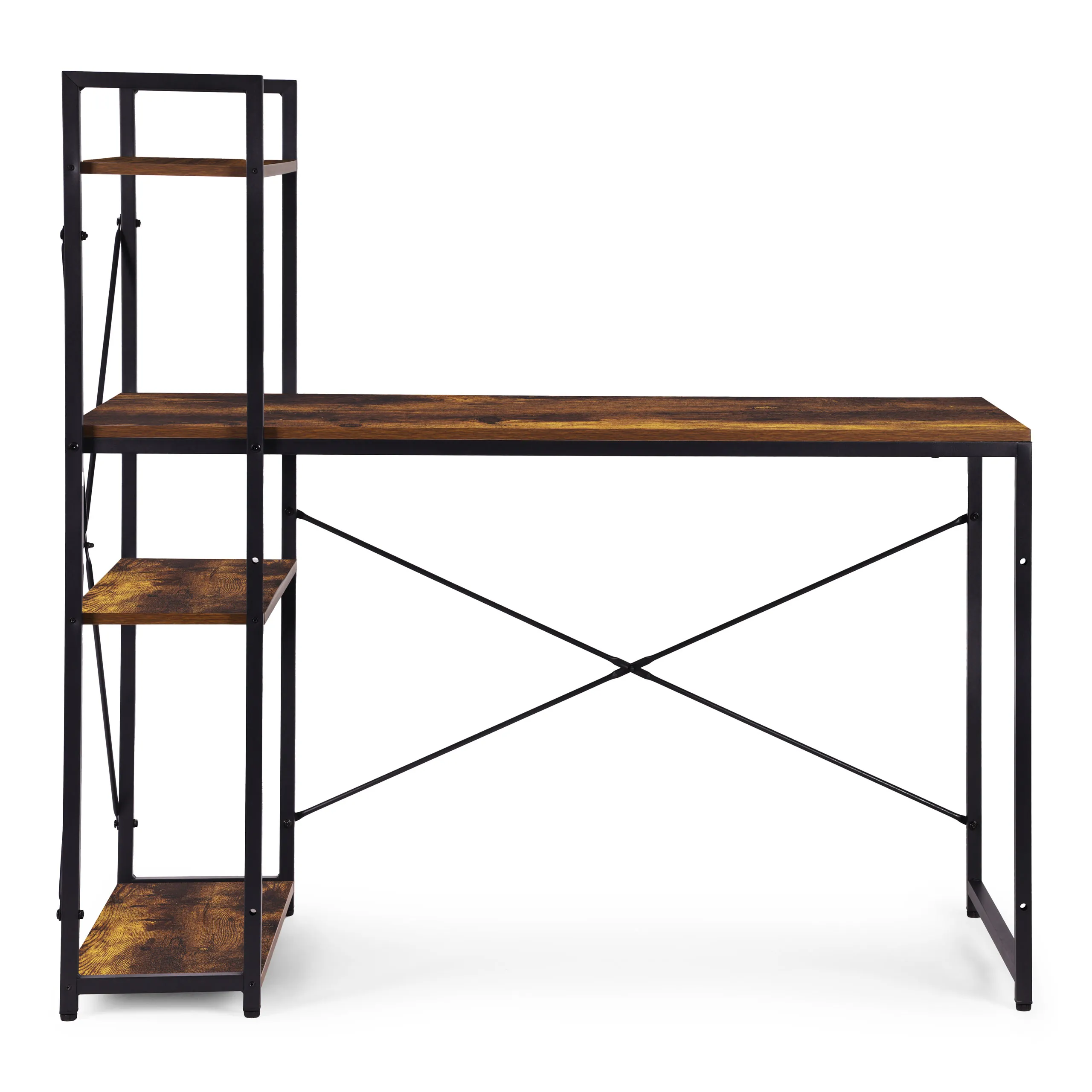 modernhome uredski stol 120 × 60 cm s policom i 3 police – crno smeđi - slika 5