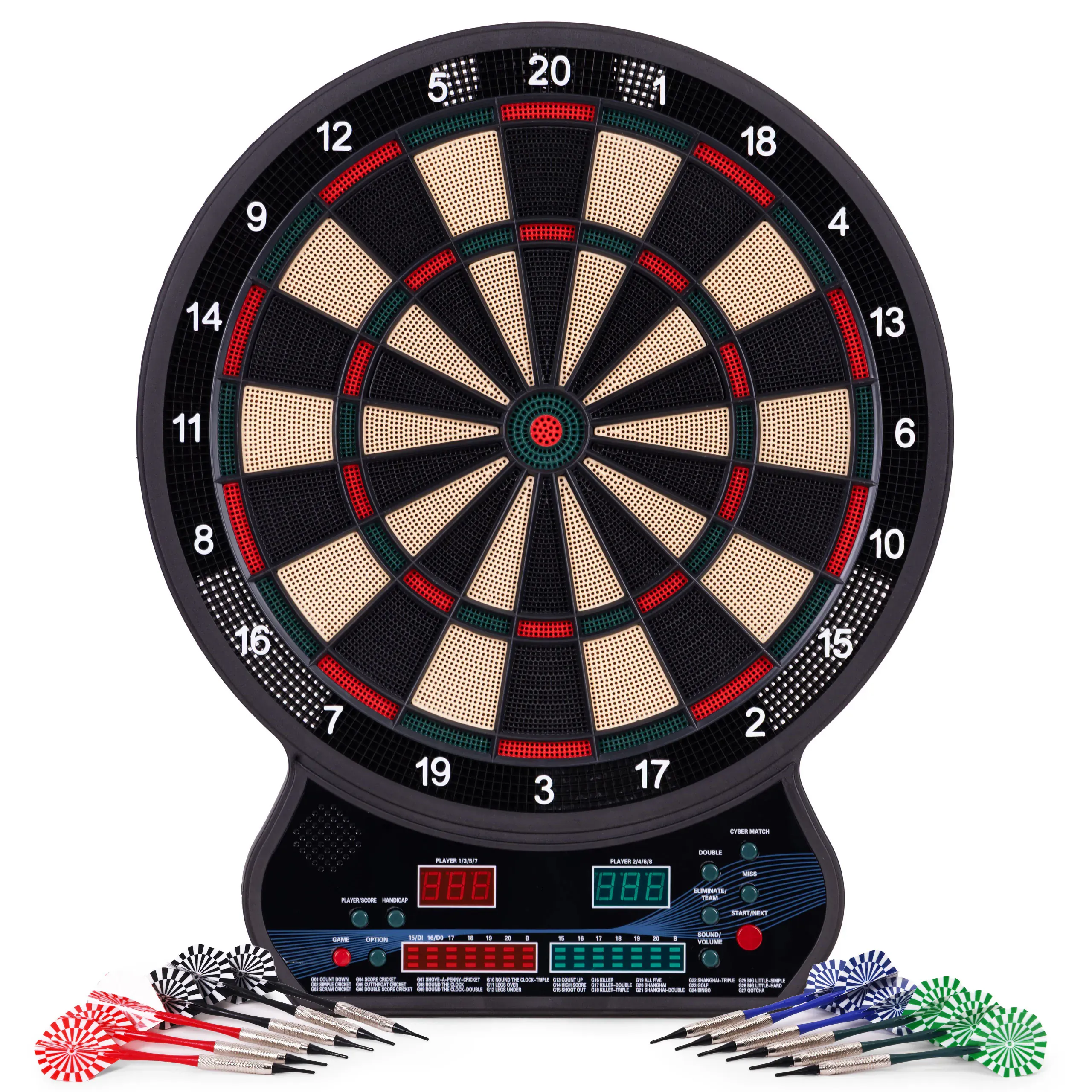 Elektronička pikado ploča s LCD zaslonom 42 cm – 27 igara, set s 12 strelica - Pribislavec