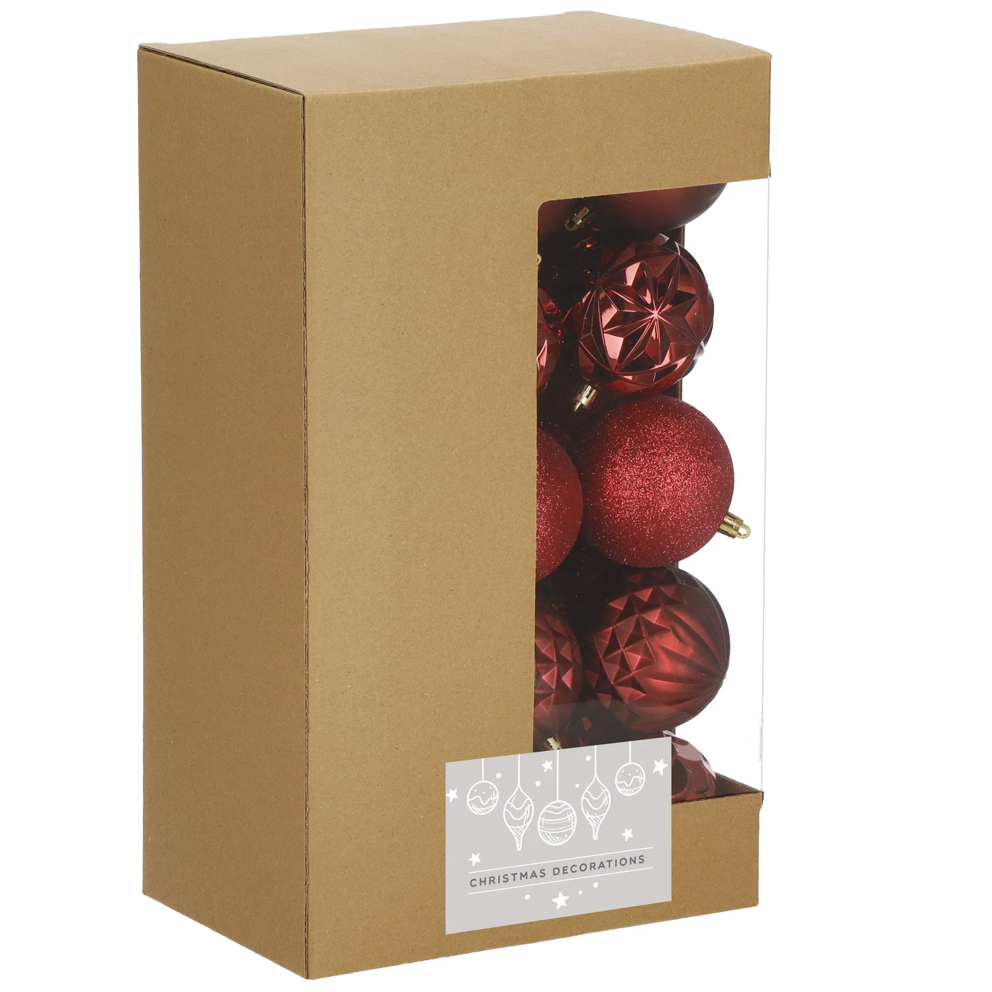 božićne kuglice 8 cm – set 30 komada nijanse crvene - slika 5
