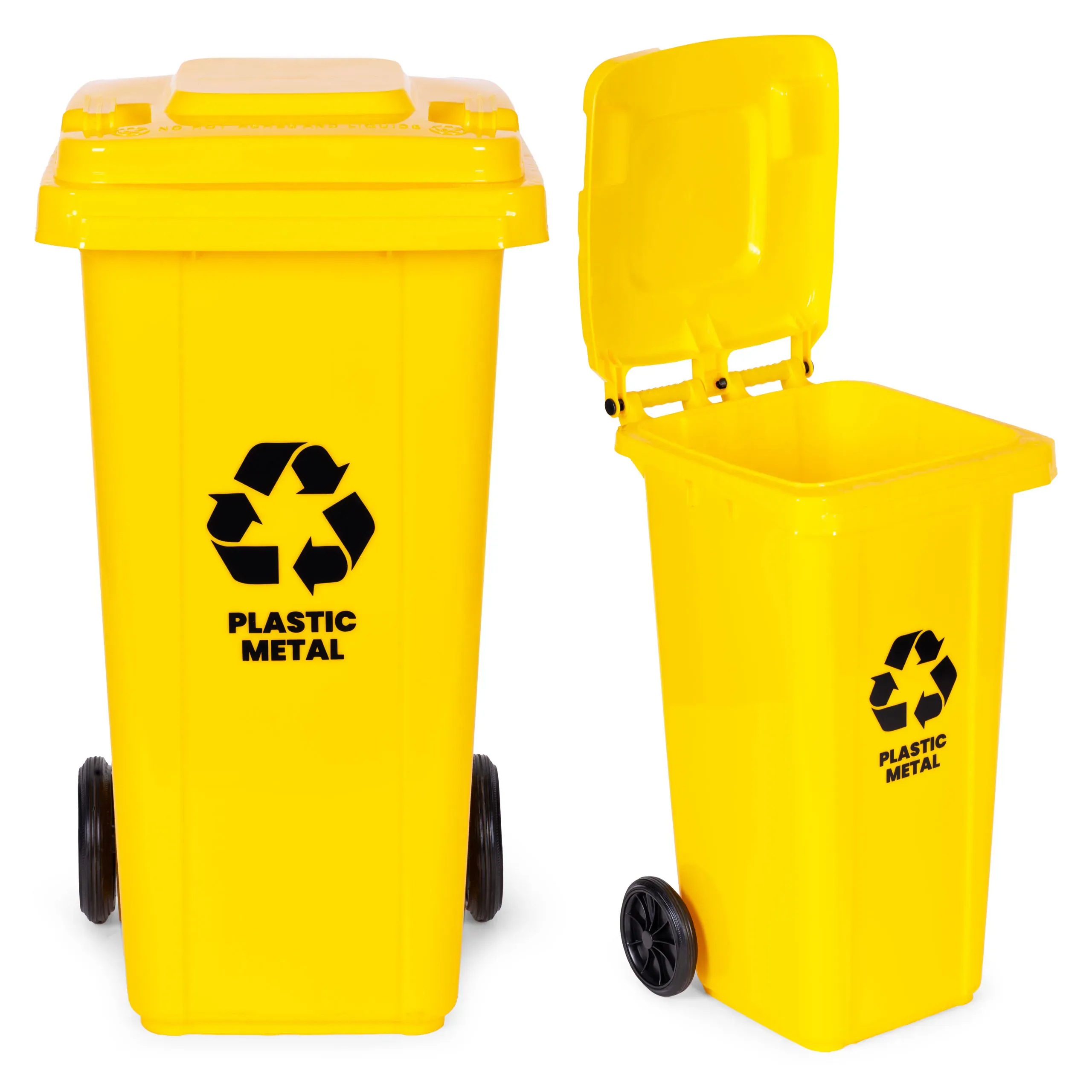 kanta za otpad 120 l – žuta, plastika, s kotačima - slika 2