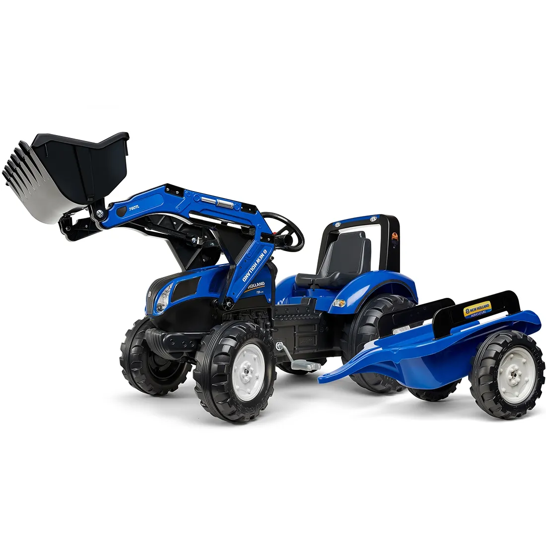falk traktor na pedale s prikolicom new holland - plavi 3+ - slika 7