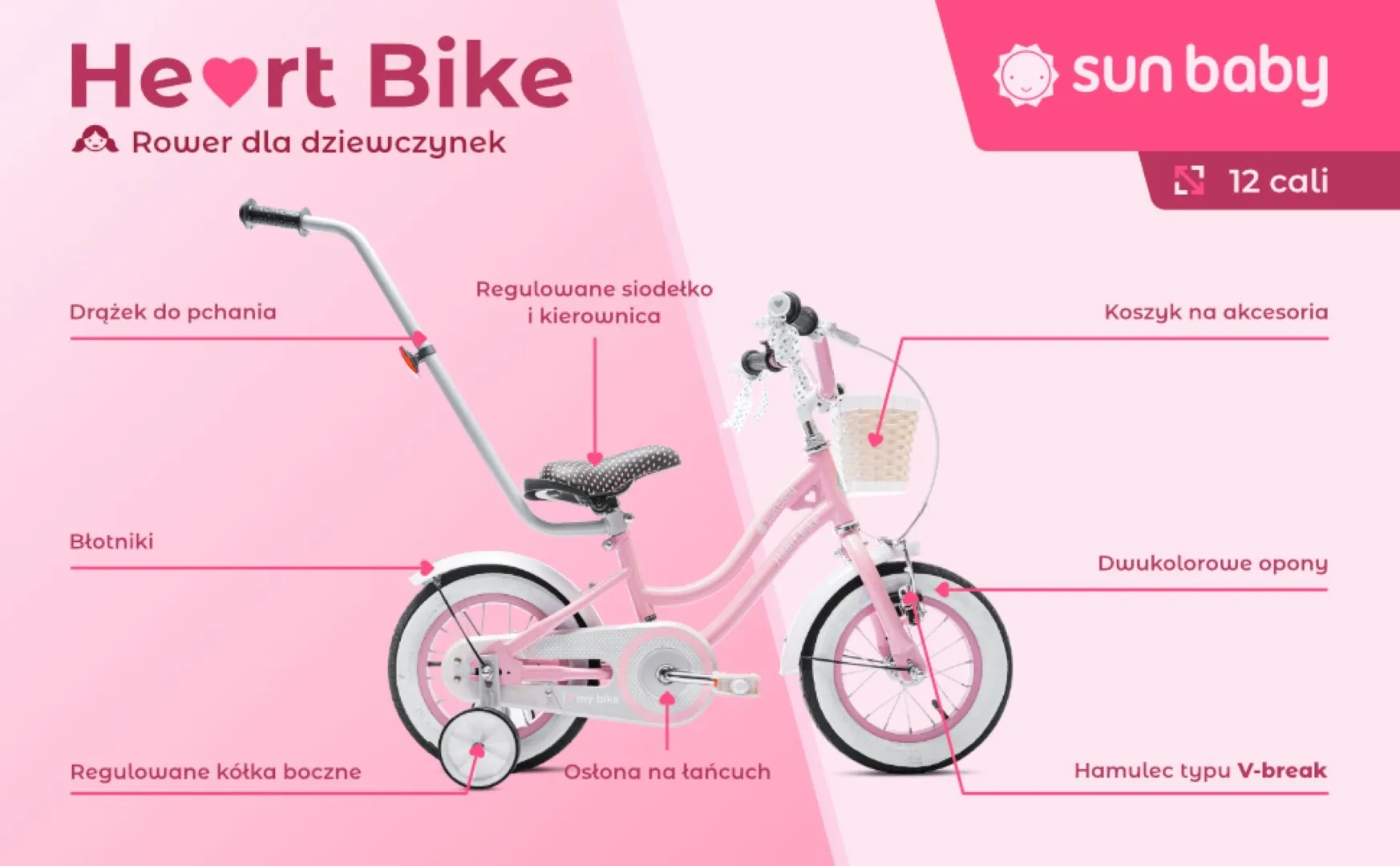 dječji bicikl guralica heart 12" rozi - slika 8