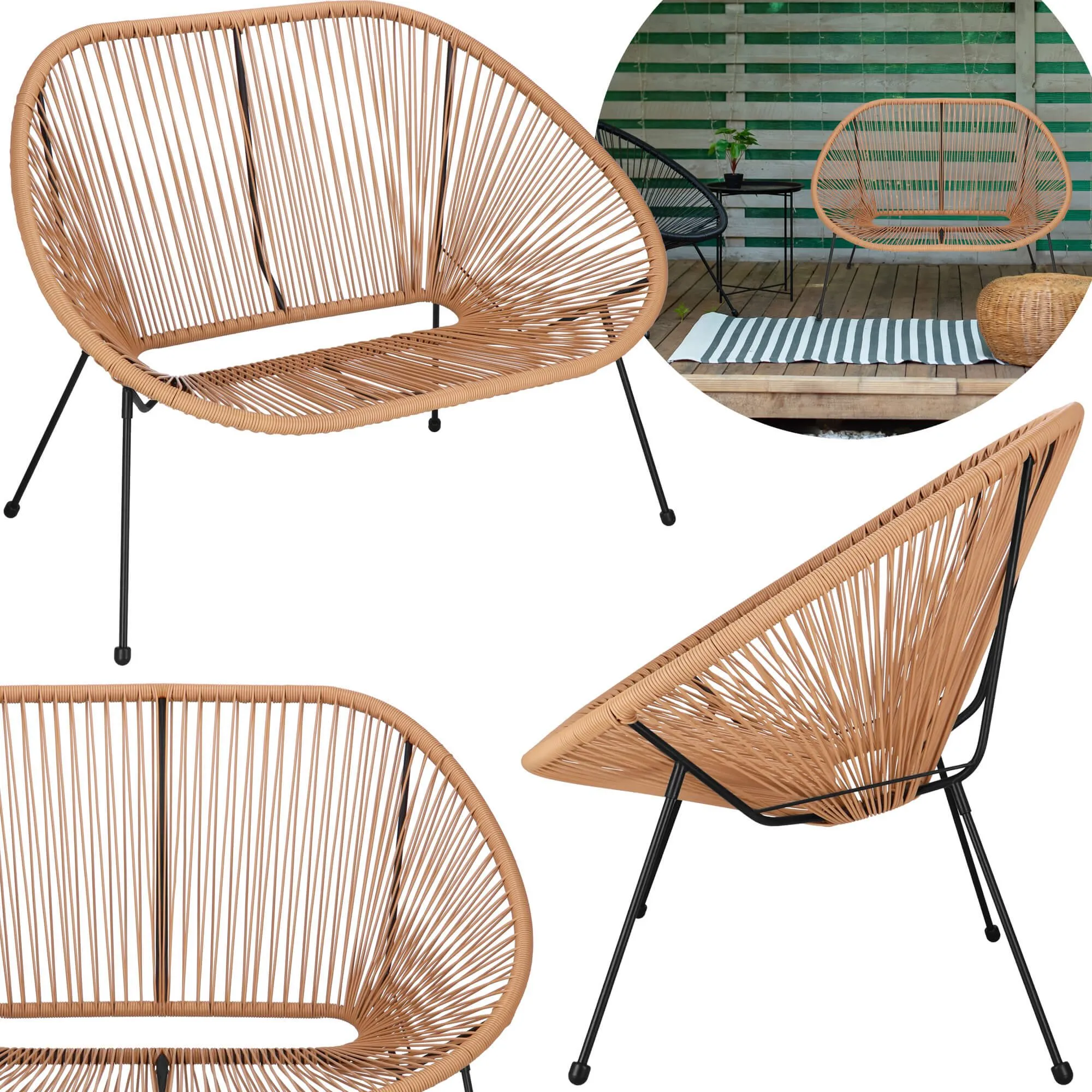 vrtna sofa, smeđa 114 x 82 x 87 cm - slika 6
