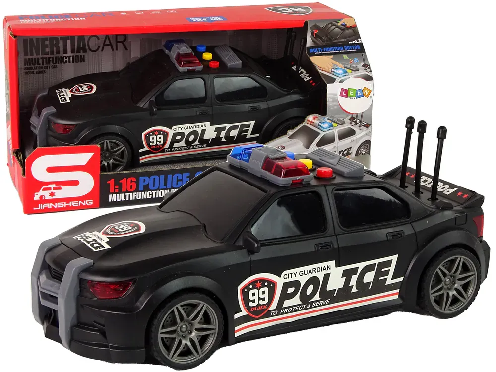 sportski trkaći policijski automobil 1:16 crni - slika 1