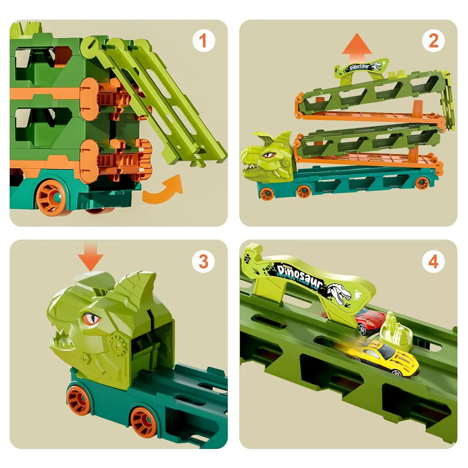 woopie kamion dinosaur s trkaćom stazom 2,1 m za autiće - slika 3