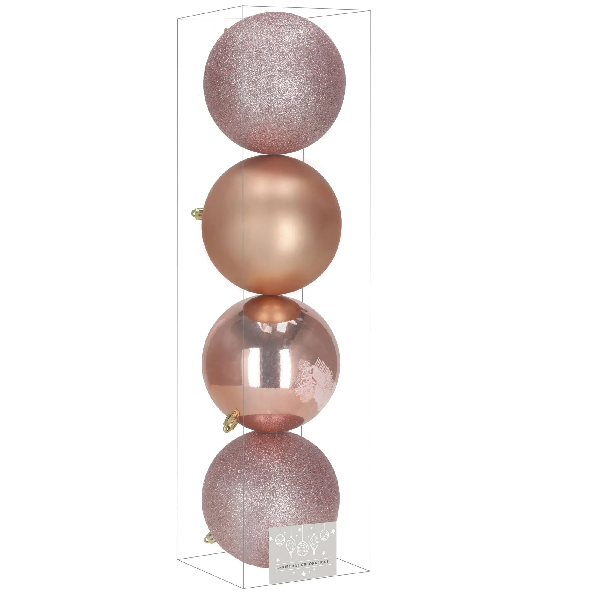 božićne kuglice 12 cm – set 4 komada roze - slika 3