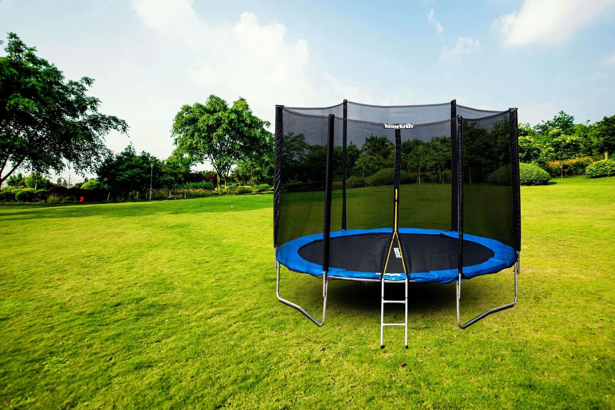 vrtni trampolin s vanjskom sigurnosnom mrežom 10 ft (304–312 cm) + ljestve - slika 3