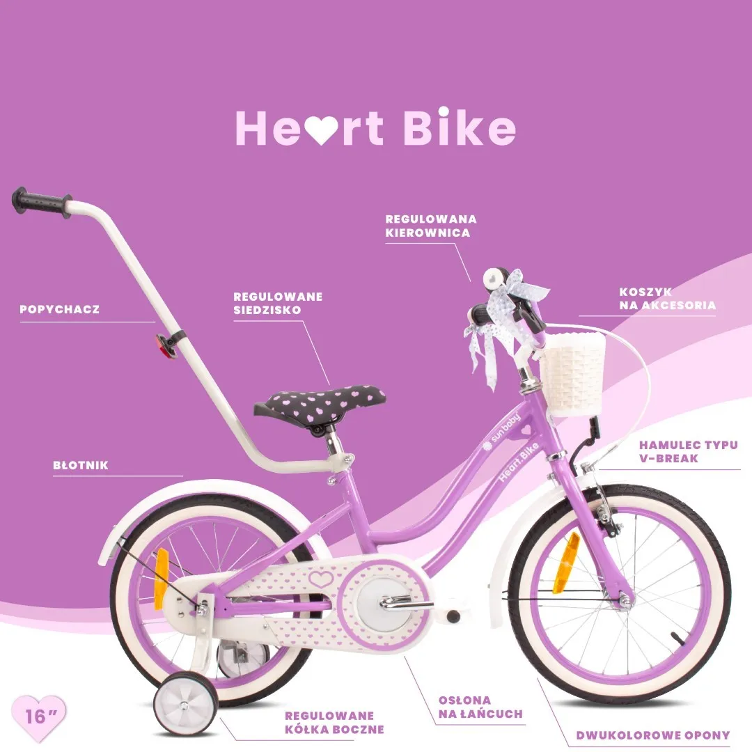 dječji bicikl guralica heart 16" ljubičasti - slika 11
