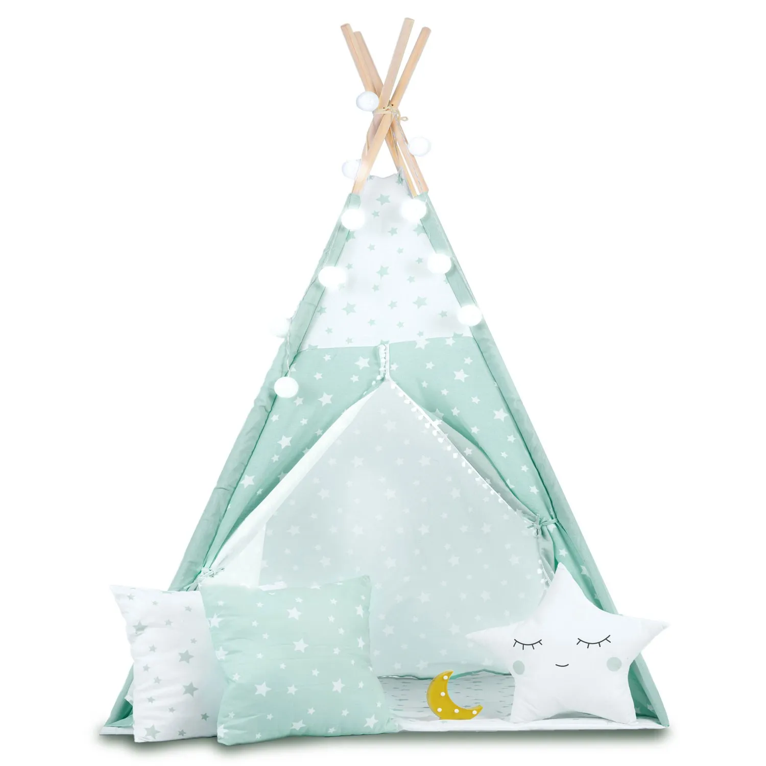 nukido teepee šator za djecu s svjetlima - boja mente - slika 3