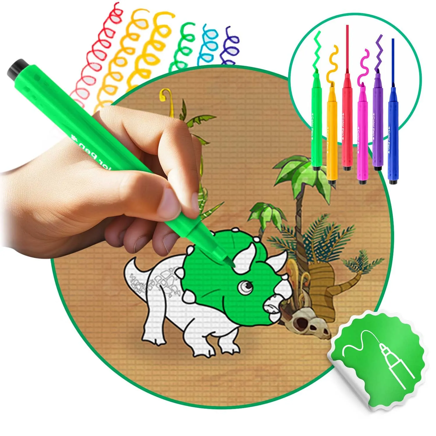 ricokids model rk-344 xxl podloga za bojanje + flomasteri gratis 120 x 90 x 0,3 cm, dinosaur - slika 4