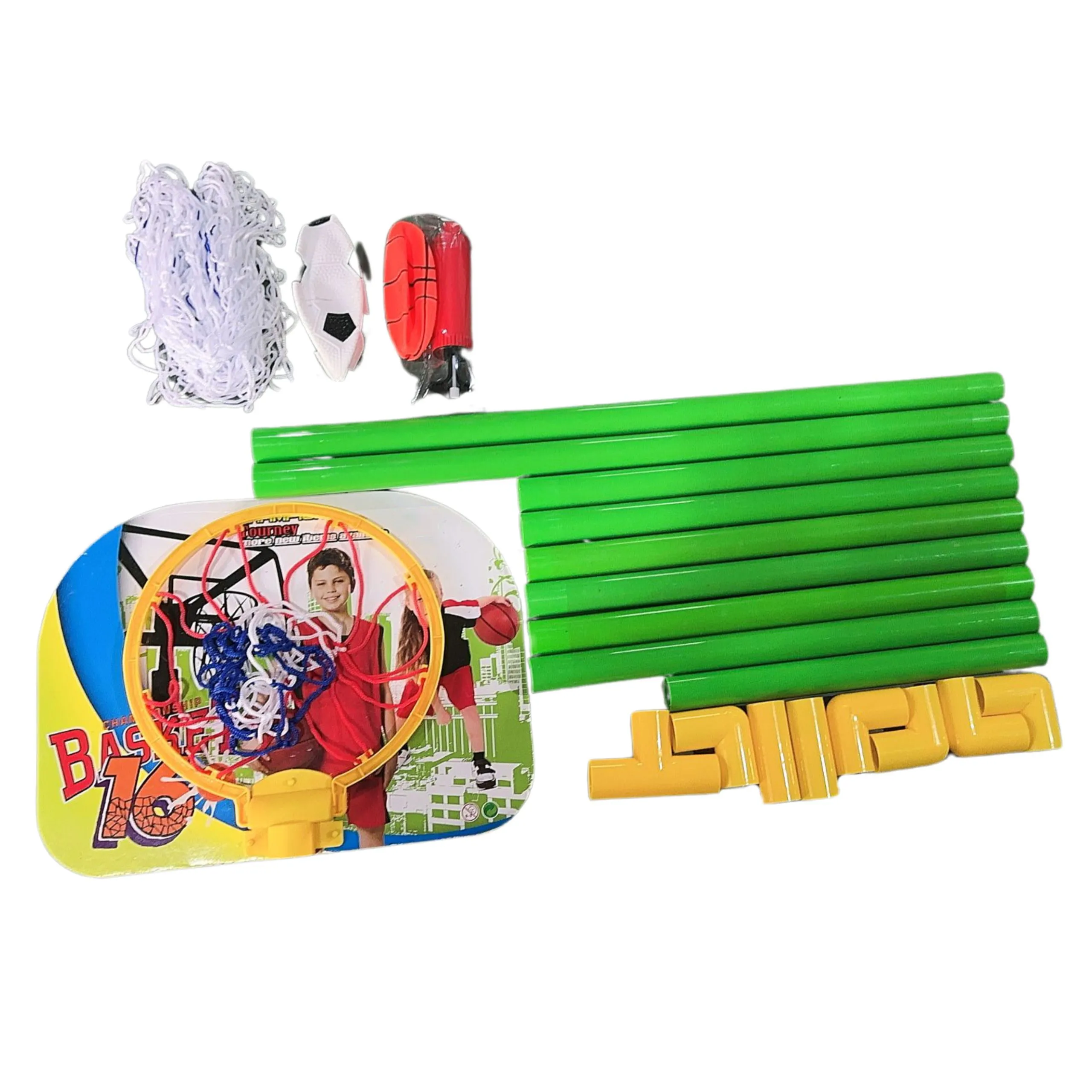 woopie sportski set 2 u 1 košarka i gol - zeleni - slika 3