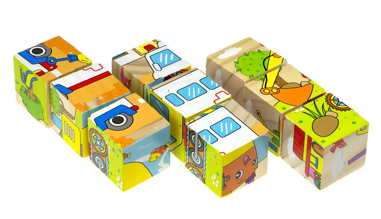 montessori 3d slagalica drvenih kocki 6u1 - slika 6