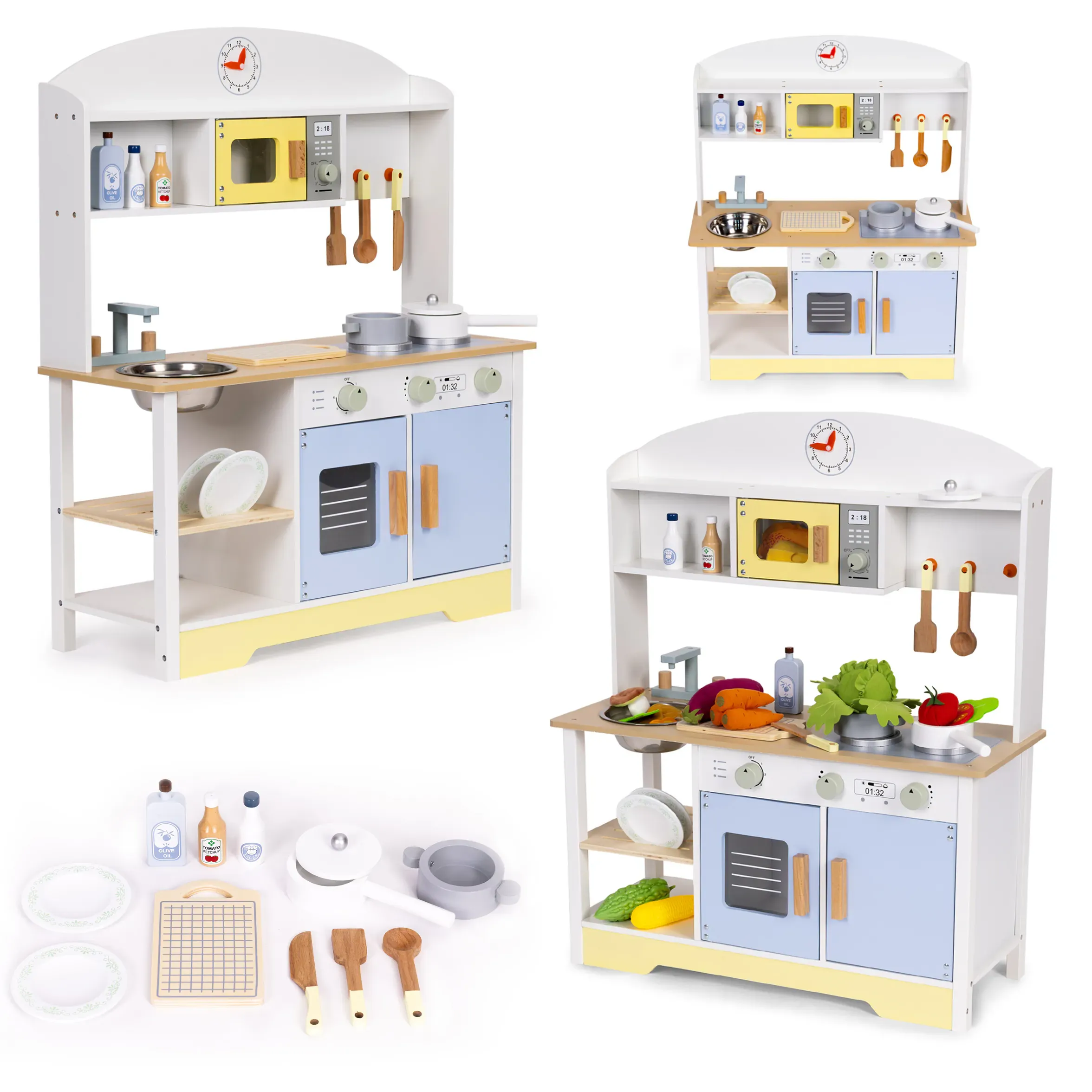 ecotoys dječja kuhinja – pećnica, perilica, mikrovalna + 12 dodataka - slika 2