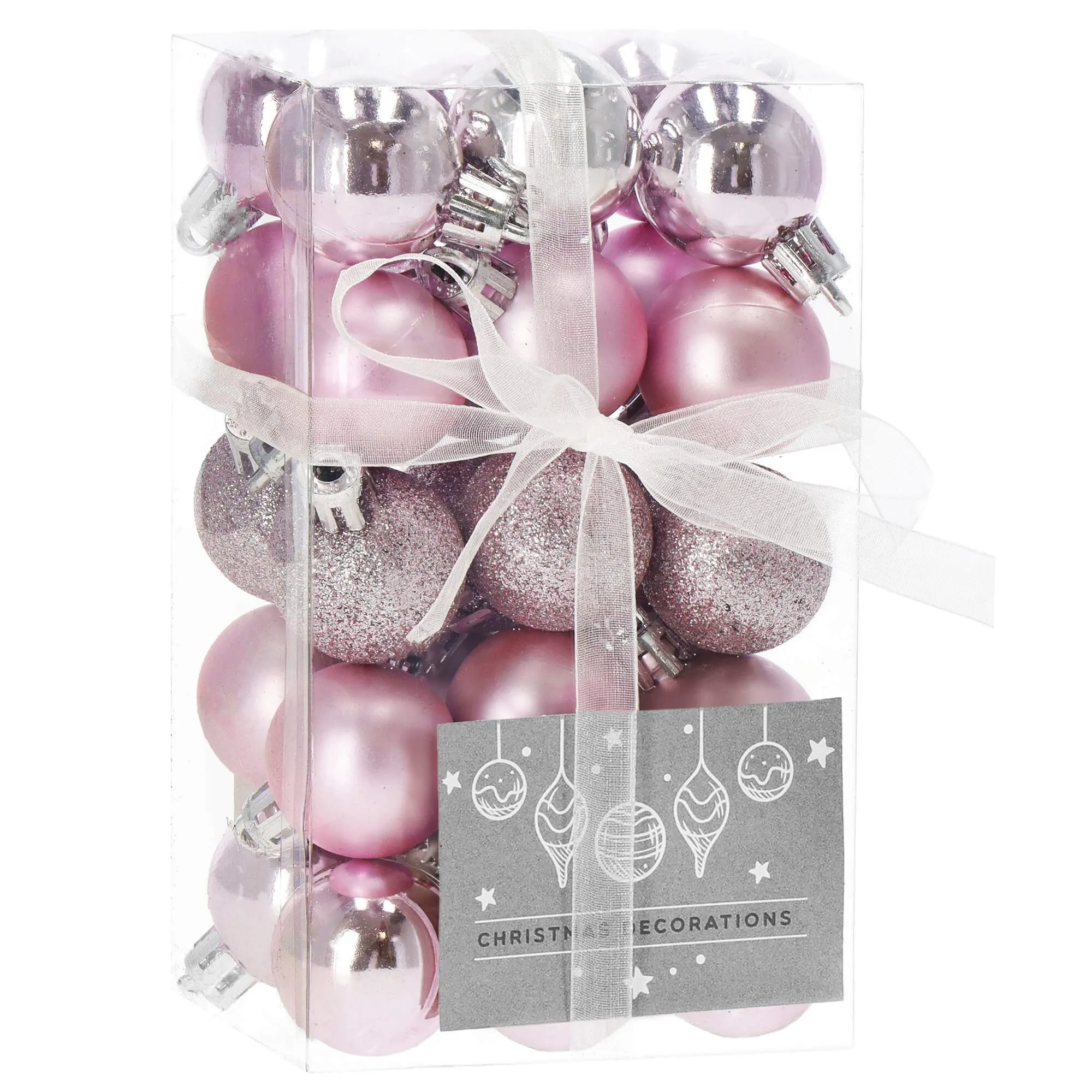kuglice za božićno drvce 3 cm 30 kom. roze - slika 9