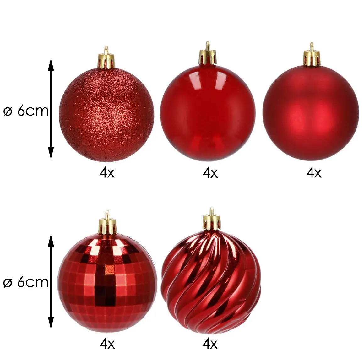 kuglice za božićno drvce 6 cm 20 kom. crvene - slika 7