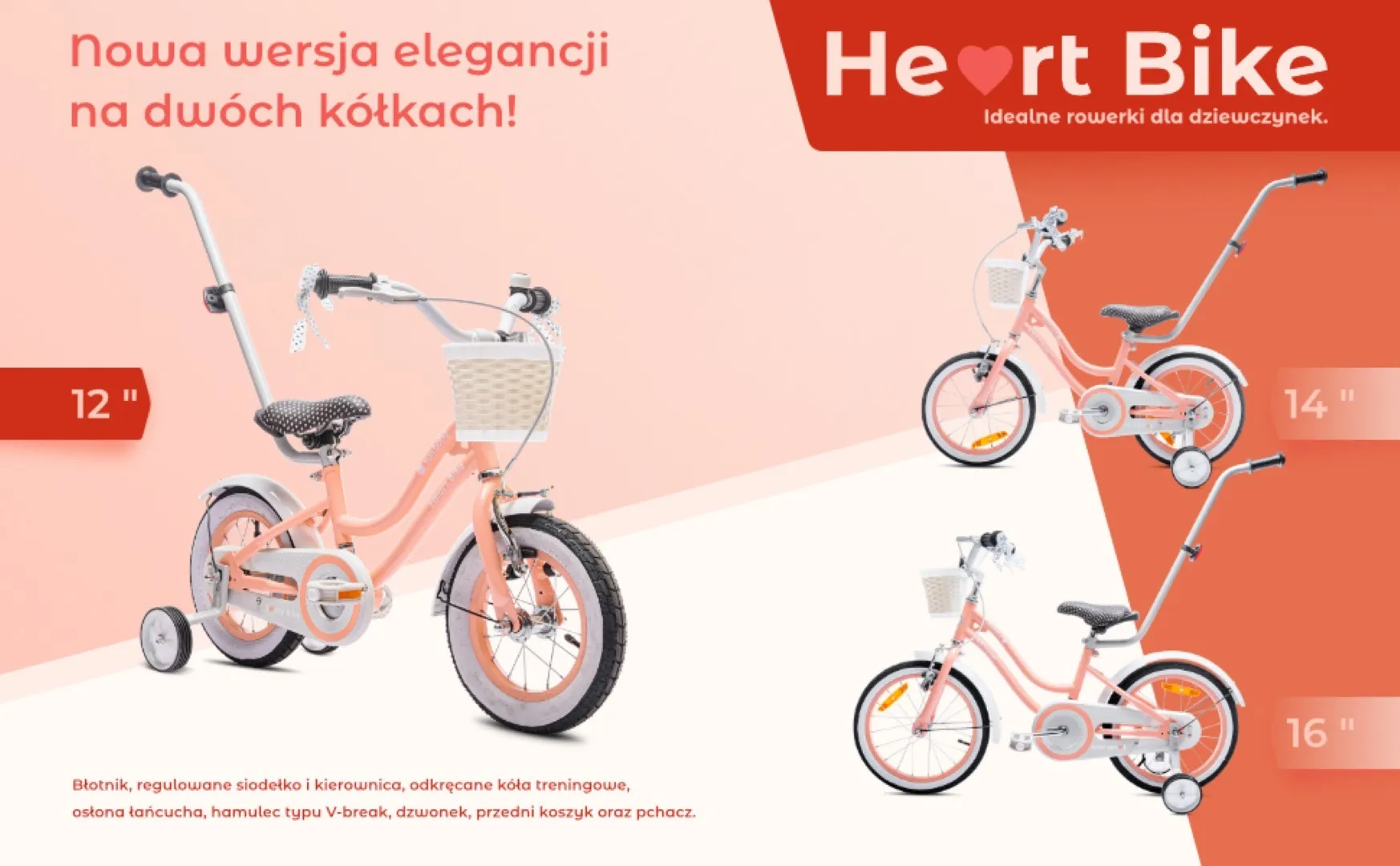 dječji bicikl 12" heart bike boja breskve - slika 10