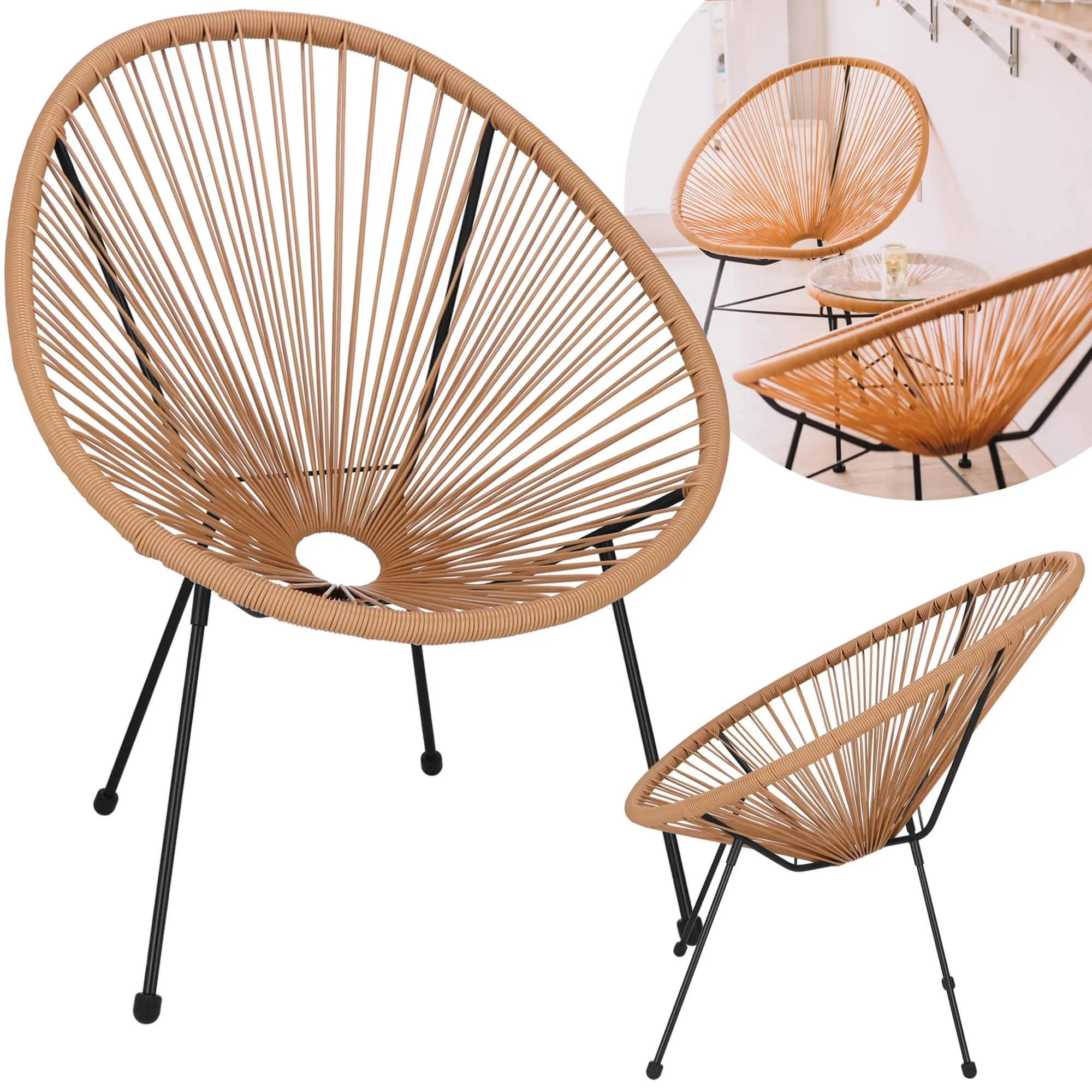 springos vrtna stolica od ratana,bež 72 x 82 x 85 cm - slika 5