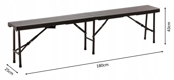 sklopivna klupa 180 x 25 x 43 cm smeđa - slika 9