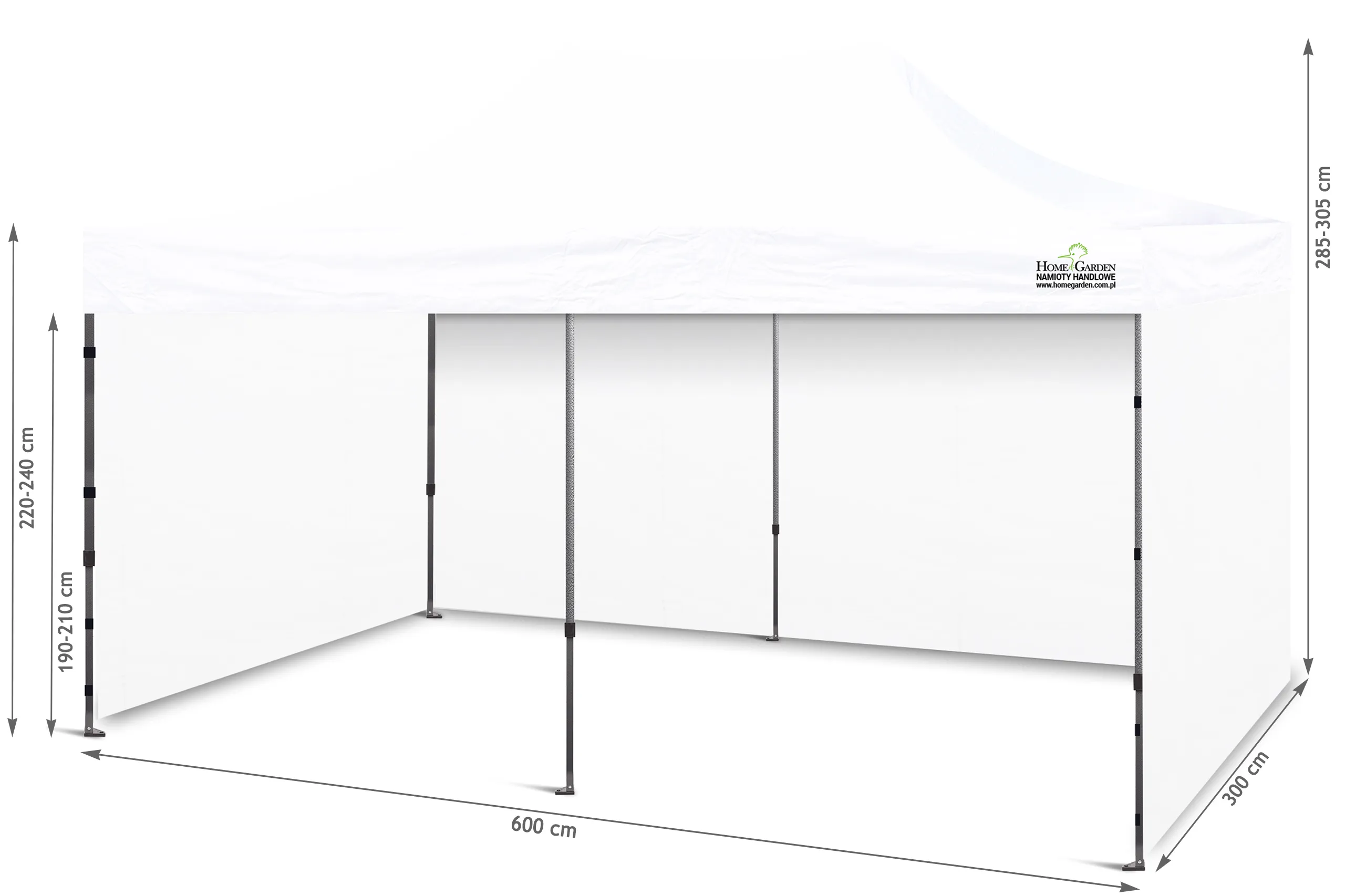 komercijalni šator 600 x 300 cm bijeli - slika 4
