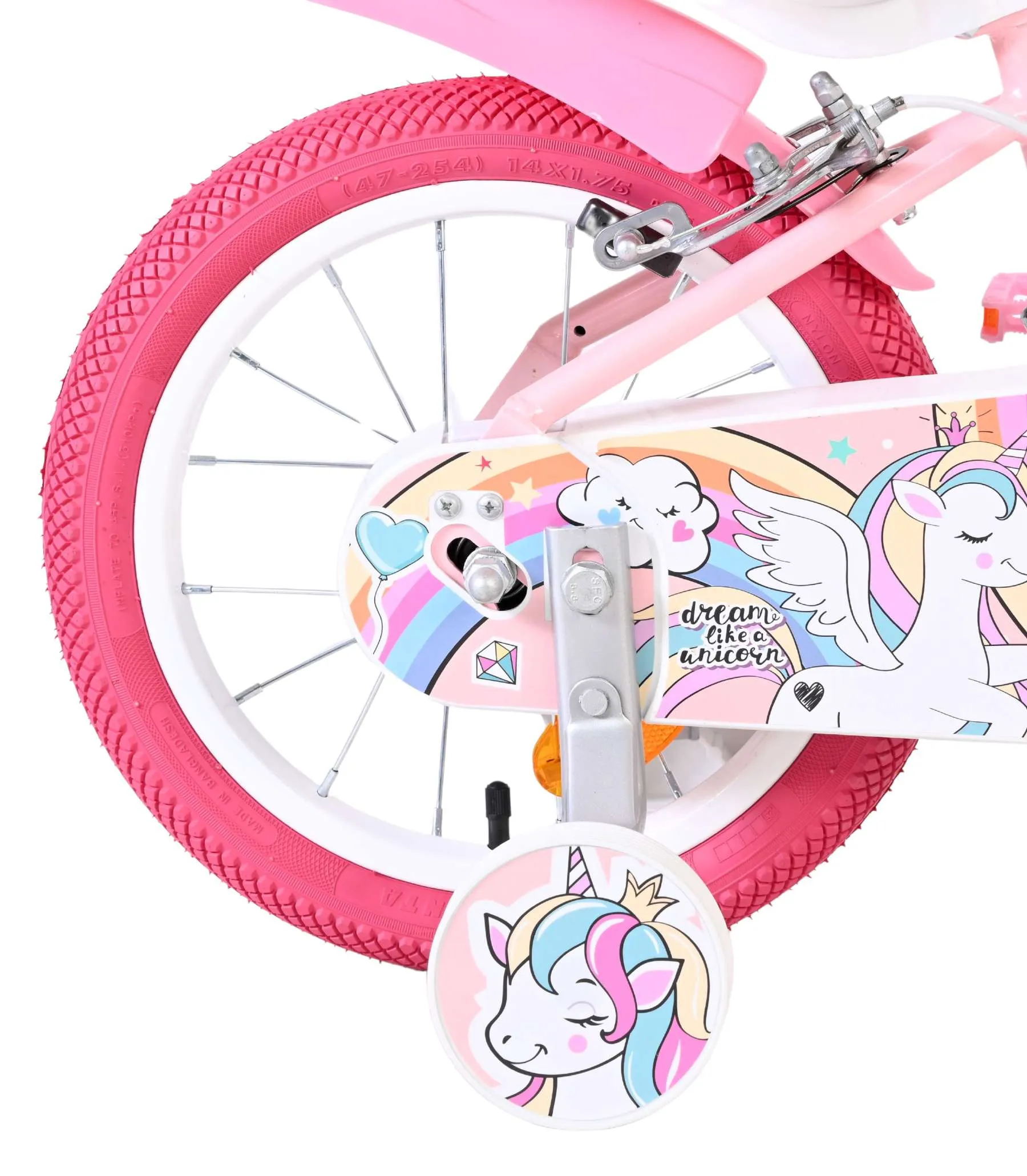 volare dječji bicikl unicorn 14″ ružičaste boje, s dvije ručne kočnice - slika 3