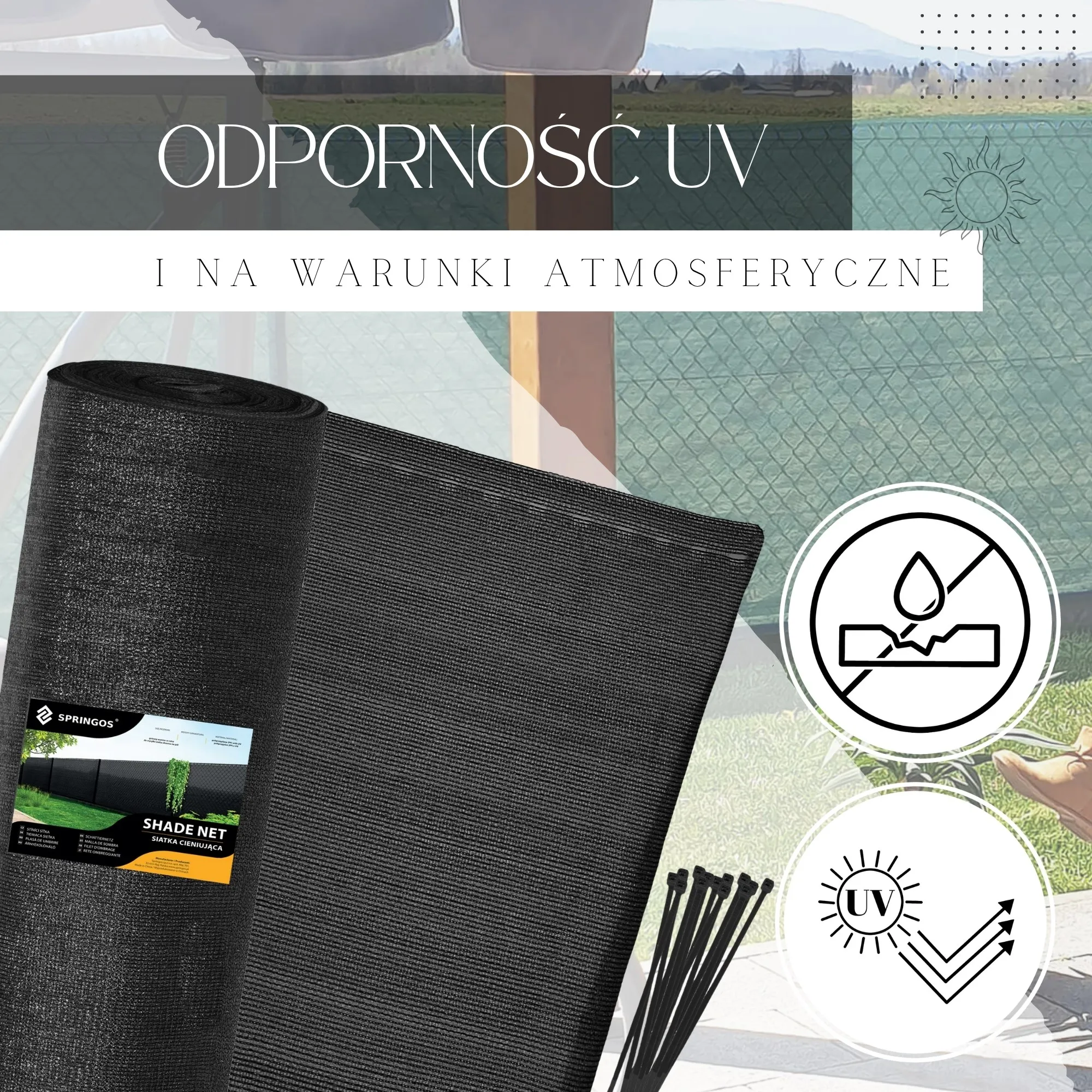 crna mreža za sjenu 140 gsm 1,5 × 25 m (100 traka) - slika 4