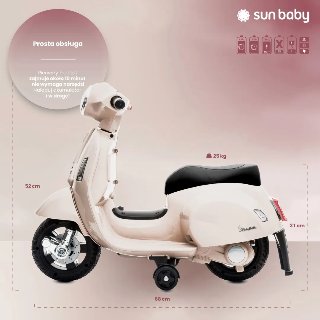 skuter vespa na akumulator - bijeli - slika 4