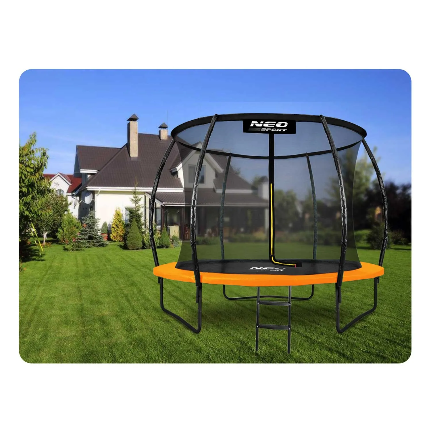 neo-sport profilirani vrtni trampolin 312 cm (10 ft) s unutarnjom mrežom, narančasti - slika 3