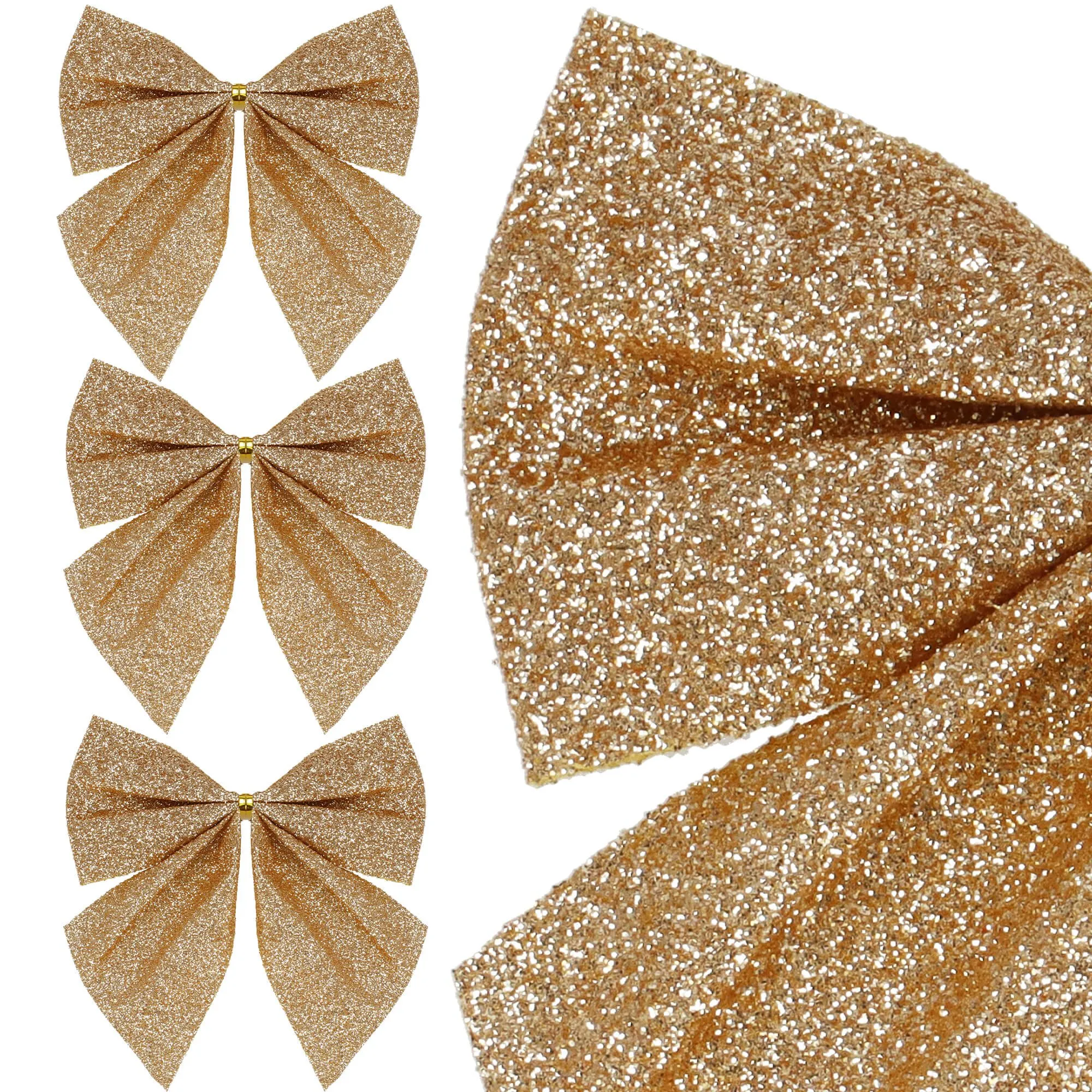 božićne mašne 11 × 11 cm – set 3 komada, zlatne - slika 4