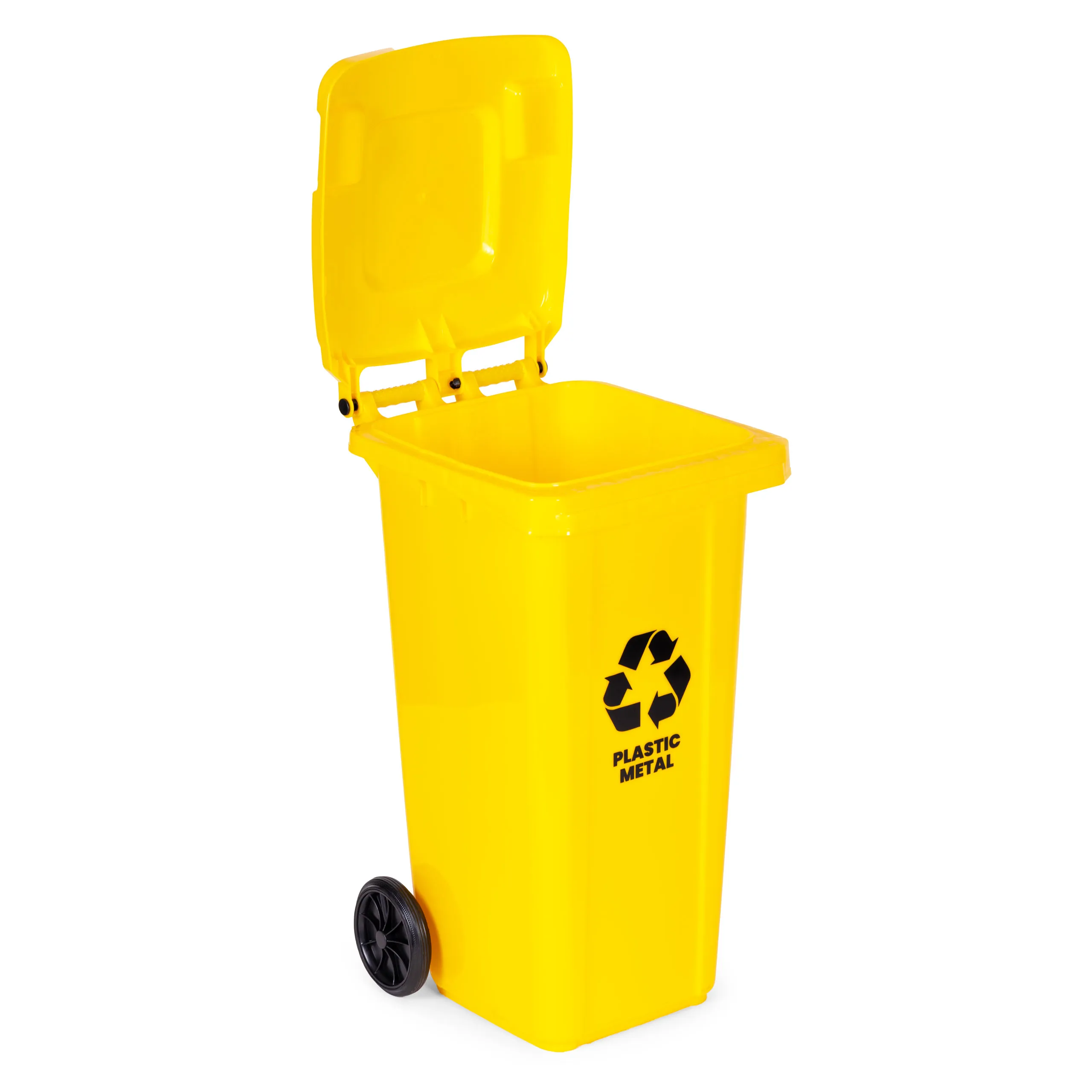 kanta za otpad 120 l – žuta, plastika, s kotačima - slika 6