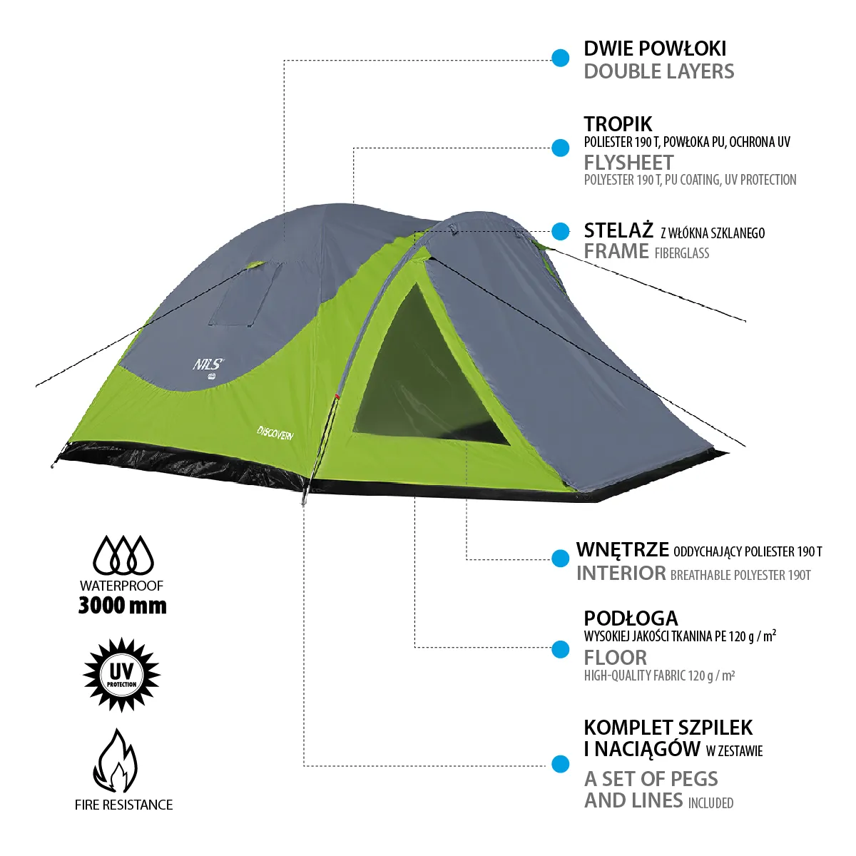 planinarski šator nils camp zeleno-sivi - slika 8