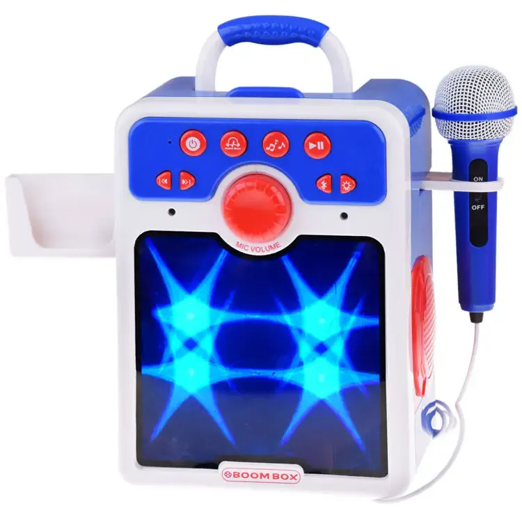 disko zvučnik s mikrofonom za karaoke plavi - slika 2