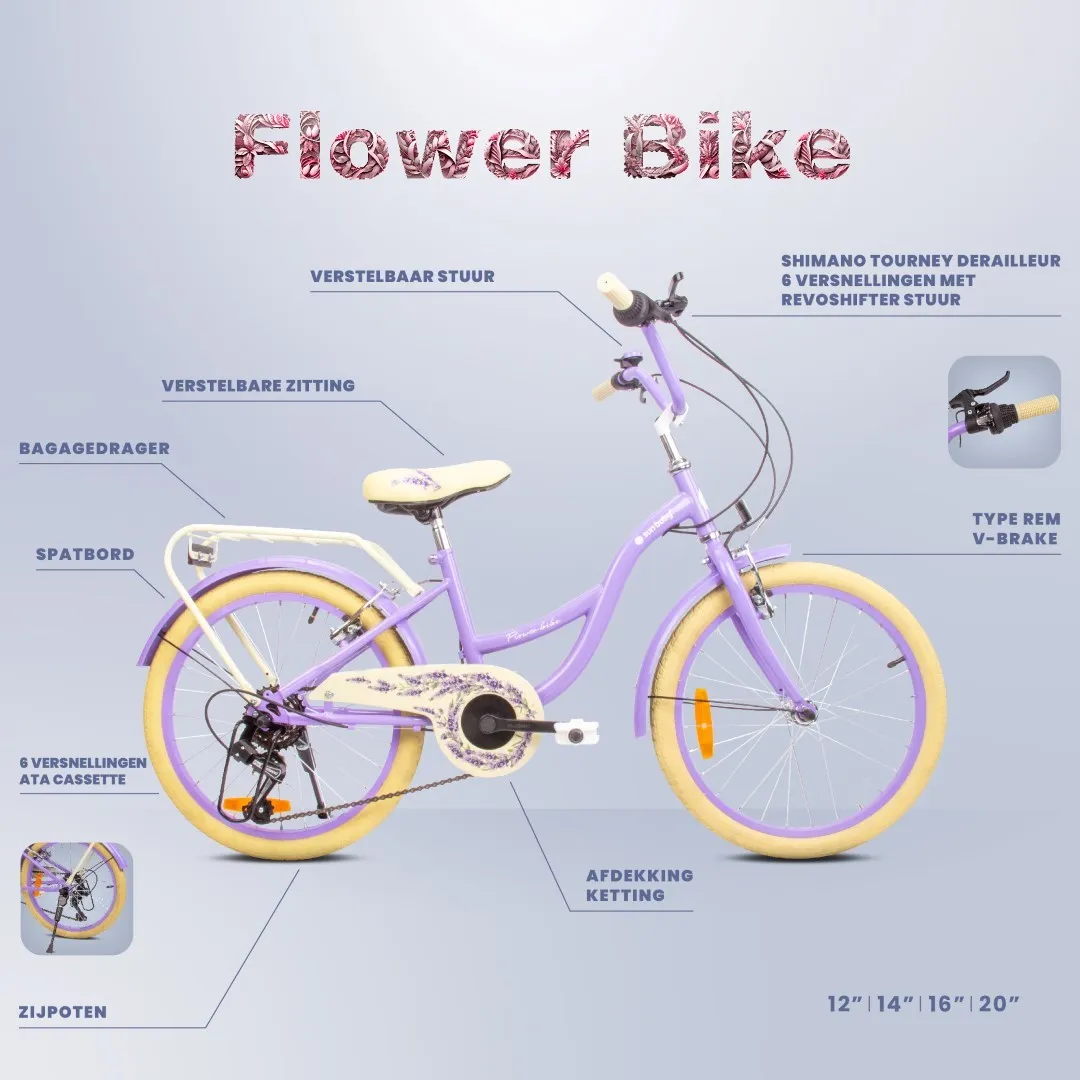 dječji bicikl flower 20" - lavanda - slika 10