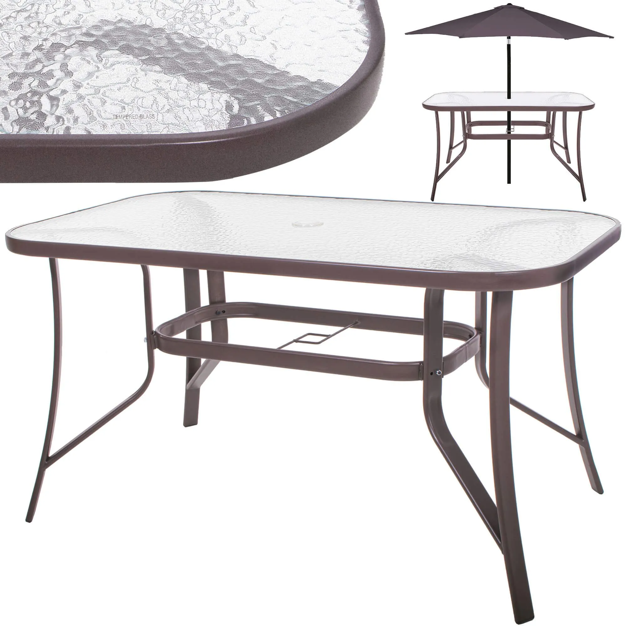 springos stakleni vrtni stol 120 x 70 x 70 cm smeđi - slika 10