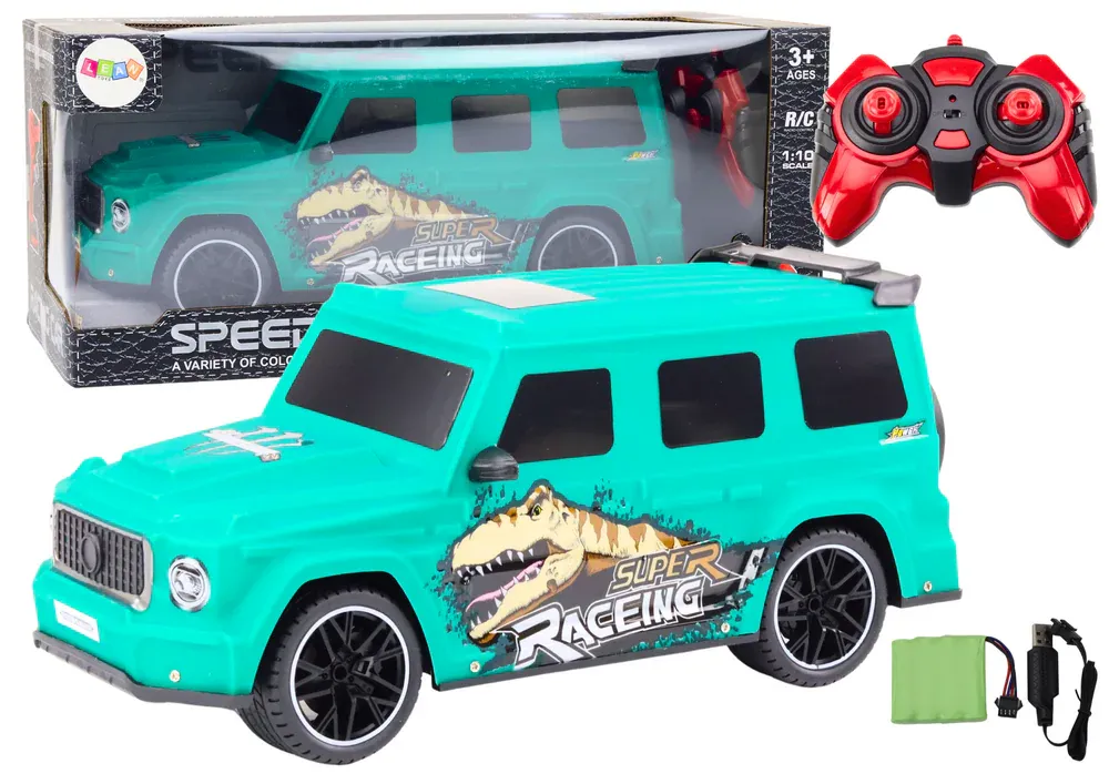 rc automobil s dinosaurom na daljinsko upravljanje, omjer 1:10, zelena - slika 2