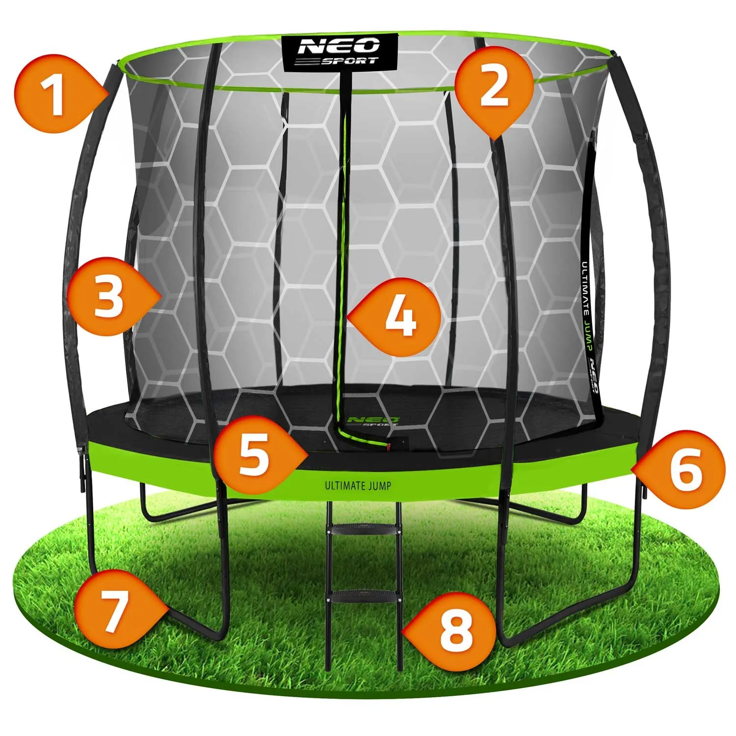 neo-sport profilirani vrtni trampolin 252 cm (8 ft) s unutarnjom mrežom - slika 6