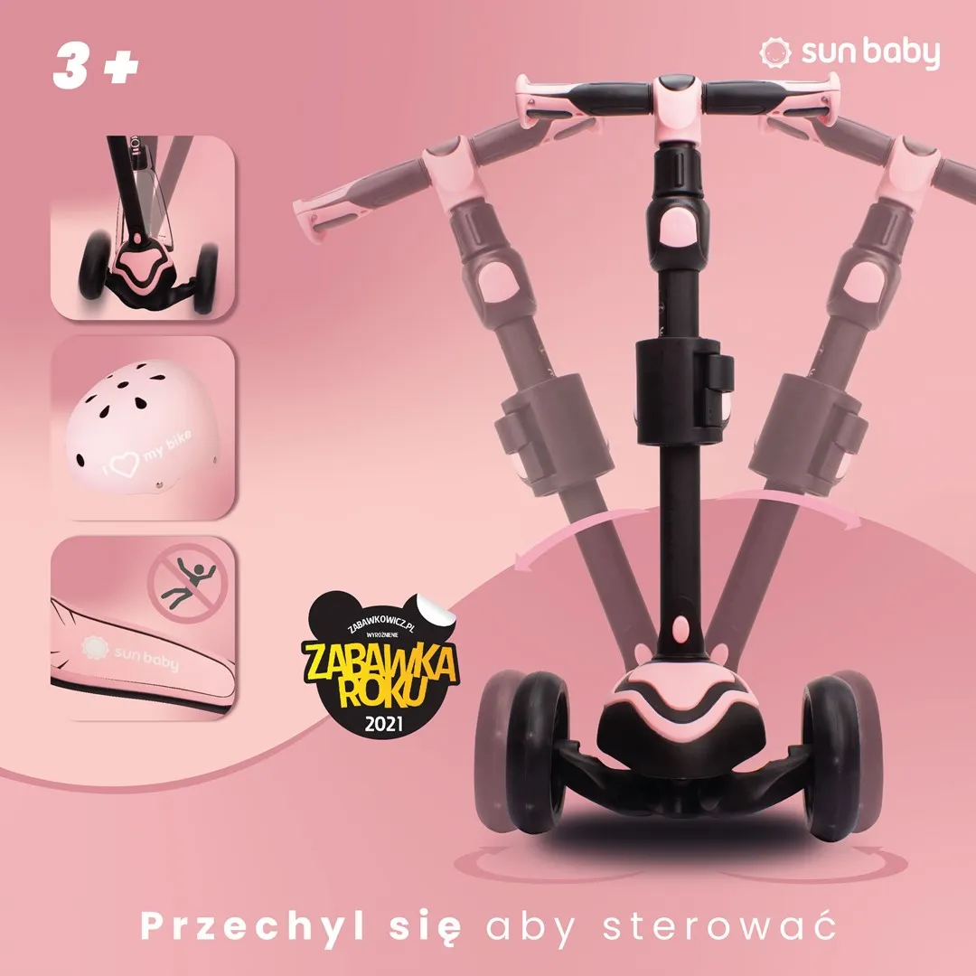 sun baby 3u1 dječji romobil flash roza - slika 3