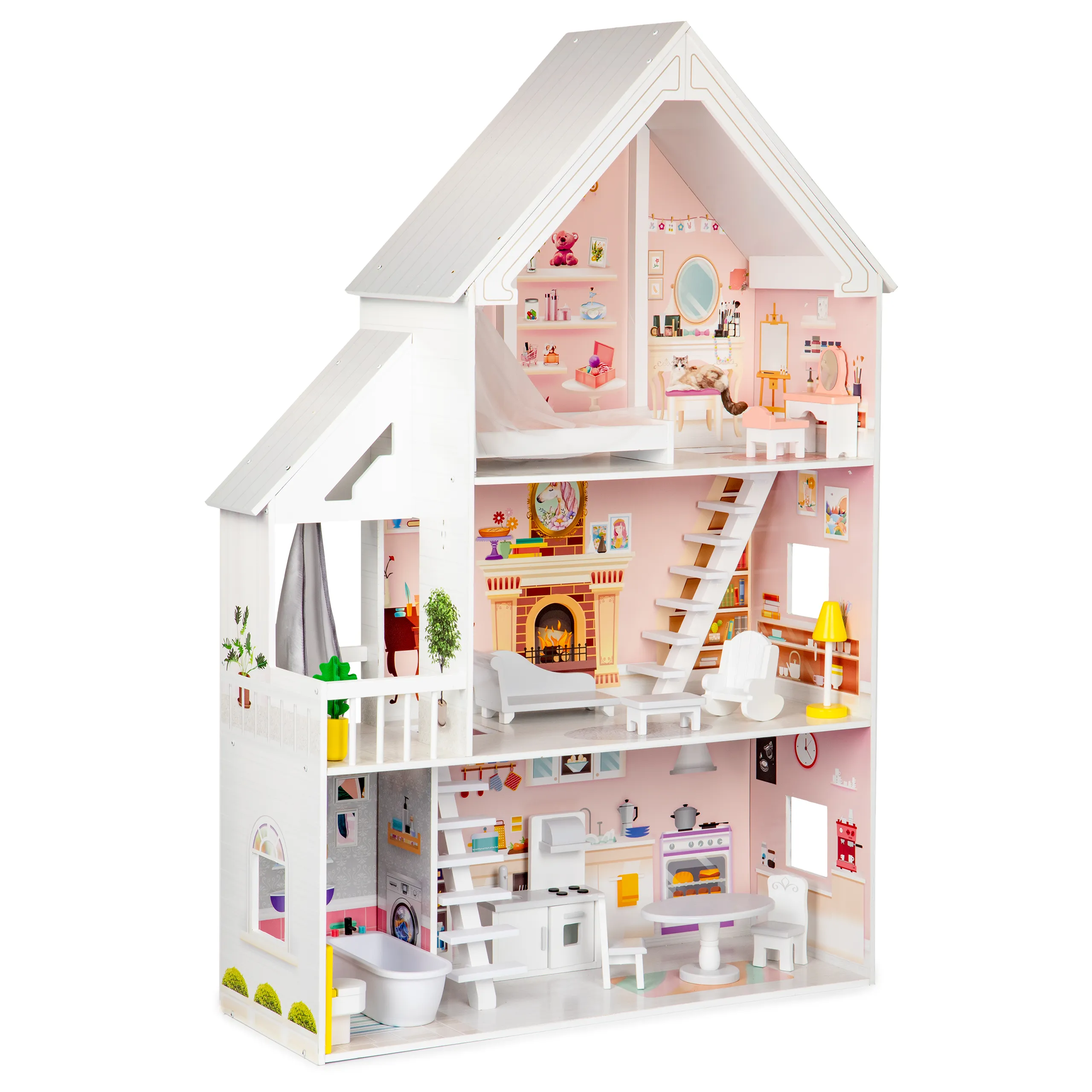 ecotoys xxl drvena vila za lutke - slika 7